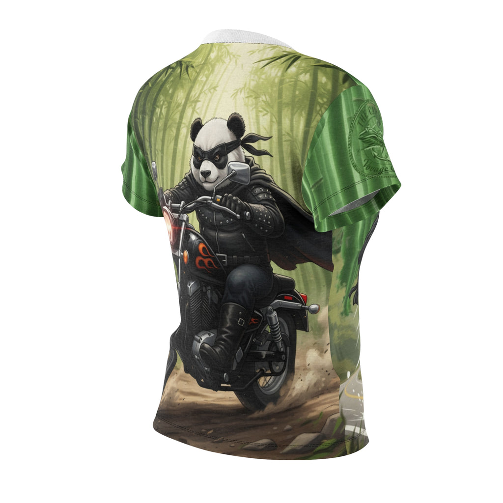 Panda Rider Women's Tee — Motorcycle Panda All-Over Print Shirt