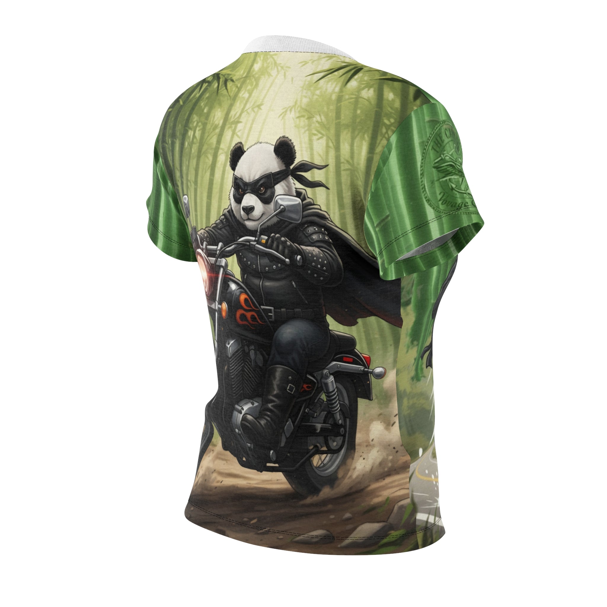 Panda Rider Women's Tee — Motorcycle Panda All-Over Print Shirt
