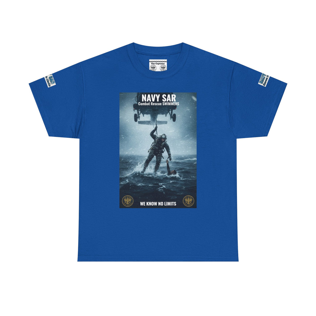Navy SAR Combat Rescue Swimmers T‑Shirt — "We Know No Limits"