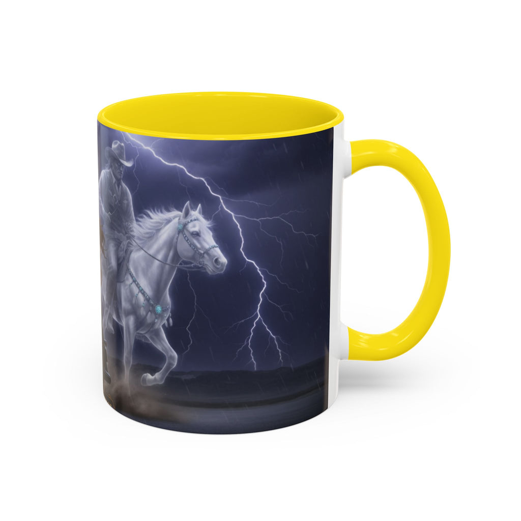 Western Ghost Riders Coffee Mug — Phantom Cowboy & Horse Lightning Accent Mug (11/15oz)