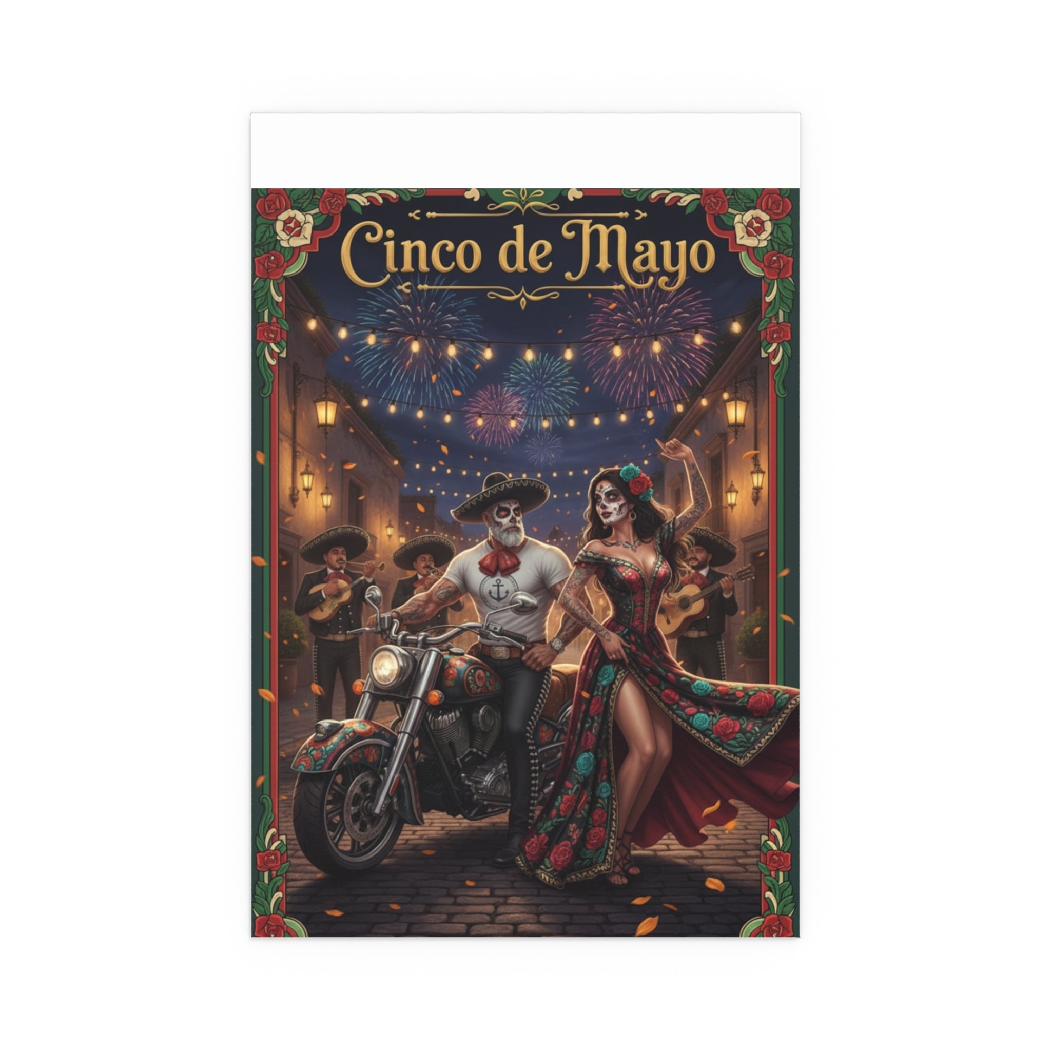 Day of the Dead Biker Silk Poster — Outdoor/Indoor Dia de los Muertos Wall Art