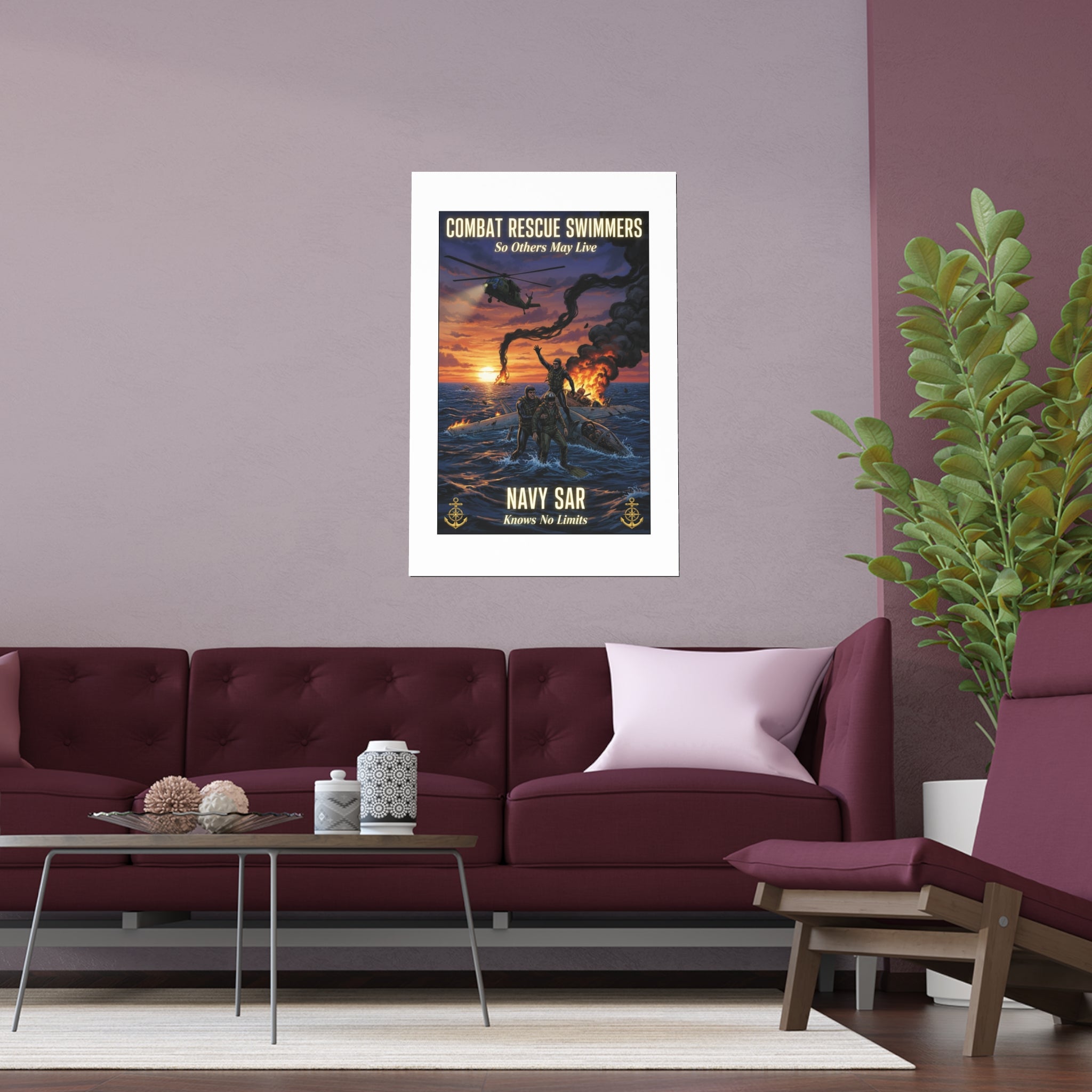 Navy SAR Combat Rescue Swimmers Silk Poster — Indoor/Outdoor Military Wall Art