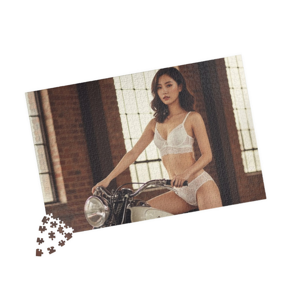Vintage Motorcycle Pin-Up Puzzle – 520/1014 Piece Photo Jigsaw