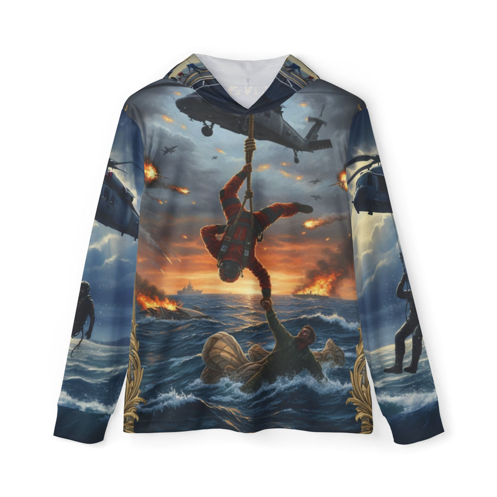 Search and Rescue Helicopter Hoodie — Dramatic Sea Rescue All-Over Print