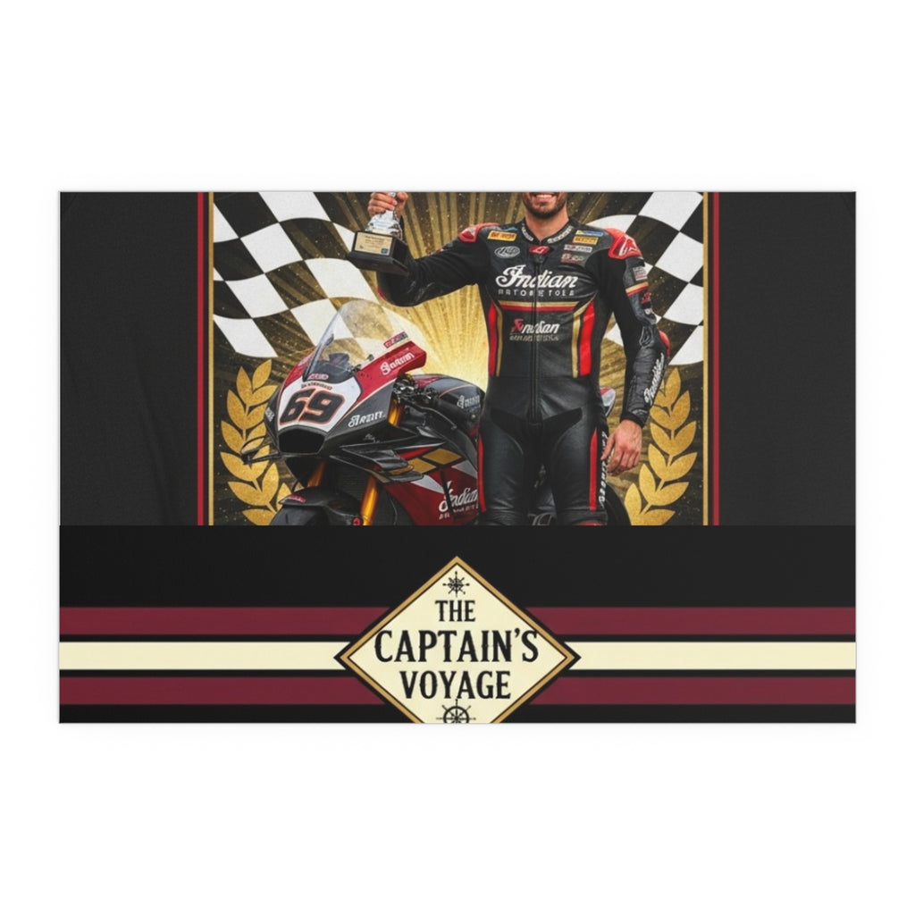 Racing Champion Silk Poster — “Winner’s Circle 69” Motorcycle Wall Art (Indoor/Outdoor)