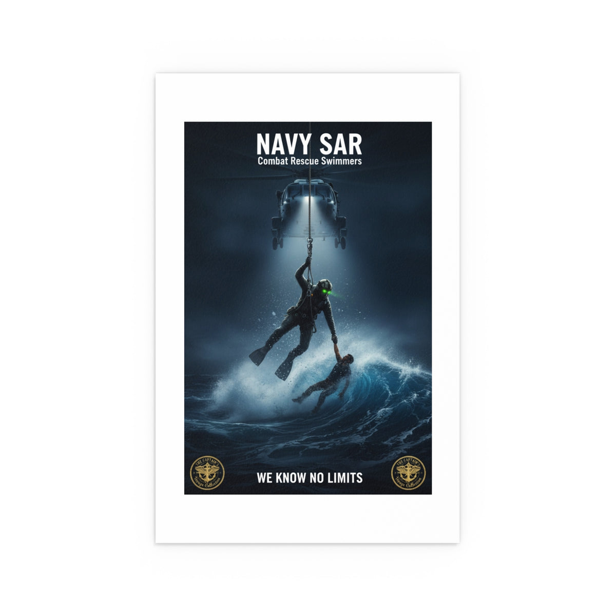 Navy SAR Combat Rescue Swimmers Silk Poster – “We Know No Limits” Indoor/Outdoor Print