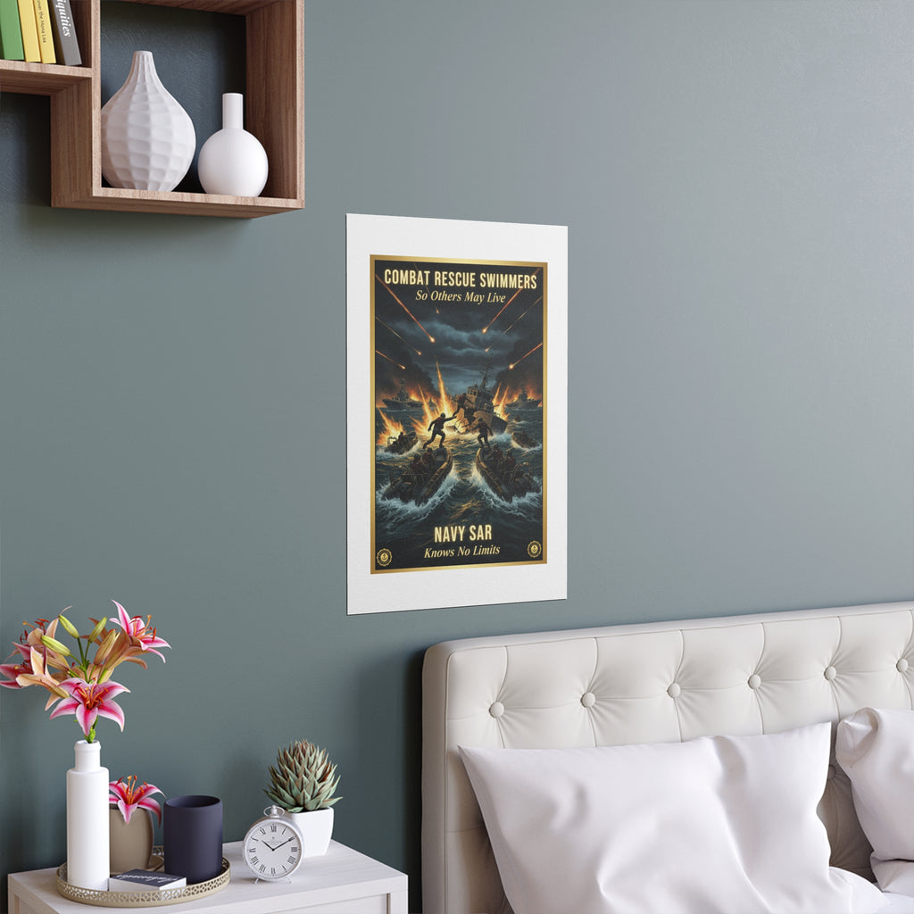 Combat Rescue Swimmers Silk Poster — 'So Others May Live' Navy SAR Wall Art