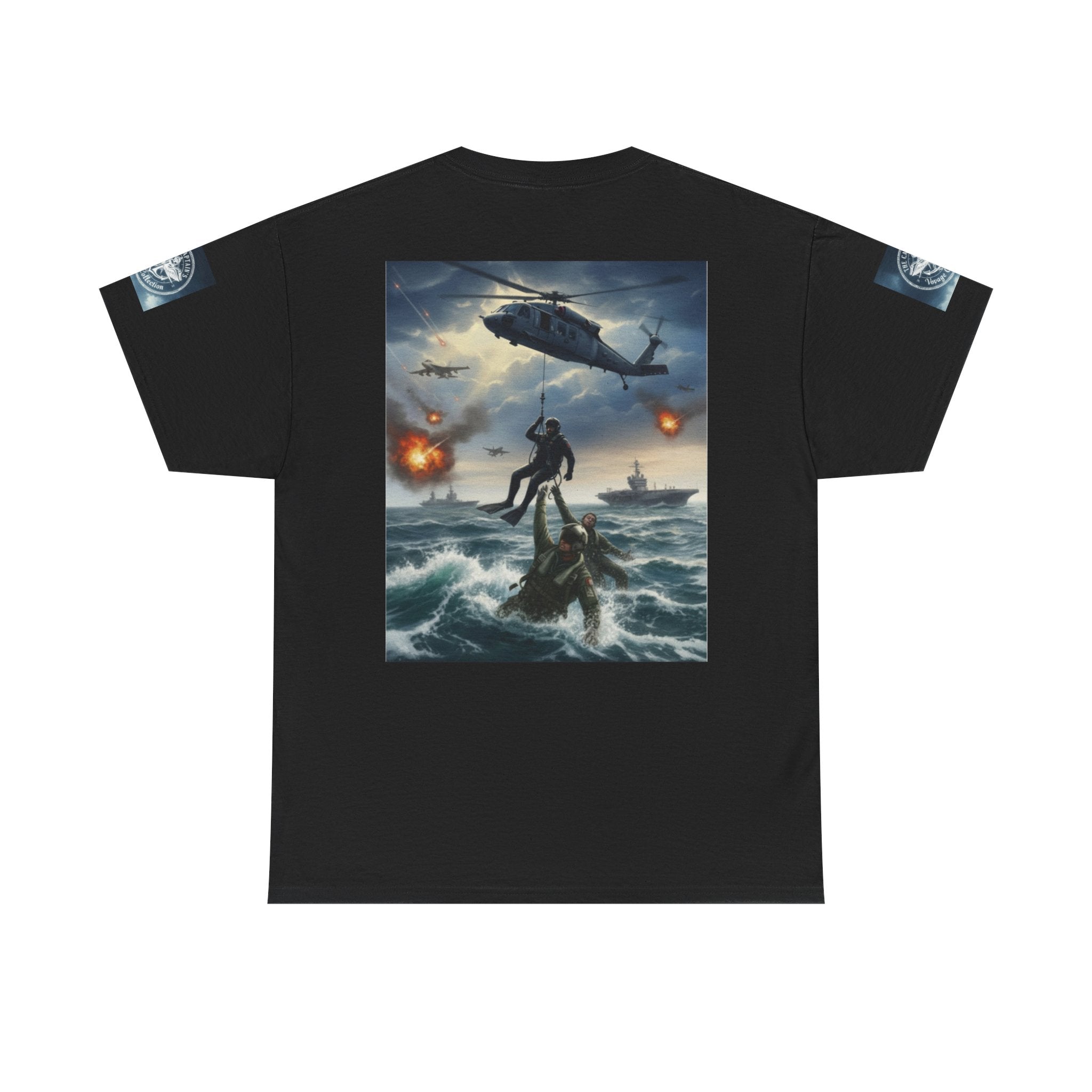 Navy Search & Rescue Graphic Tee — SAR Helicopter Rescue Scene