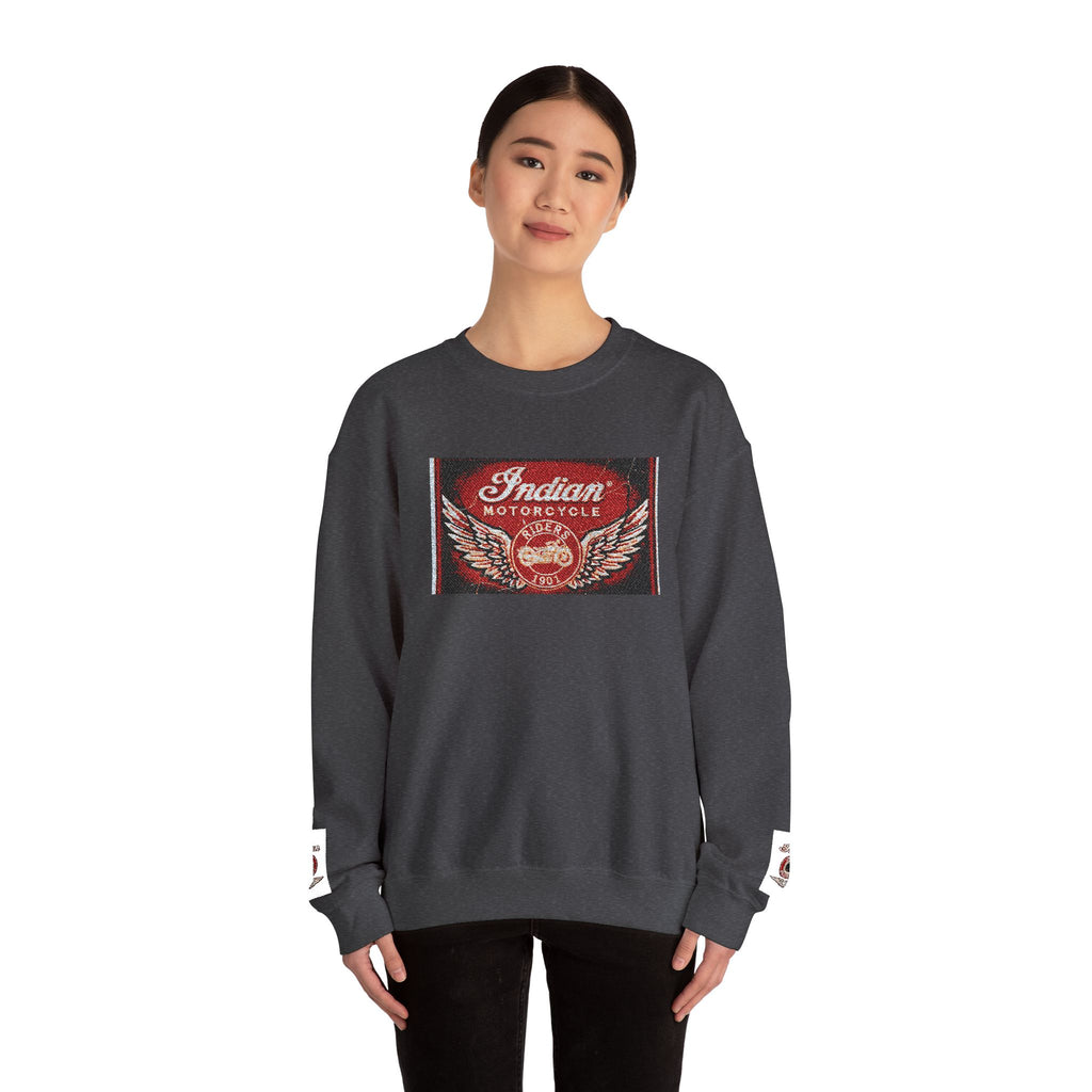 Vintage Motorcycle Crewneck Sweatshirt — 'Indian Motorcycles' Winged Logo