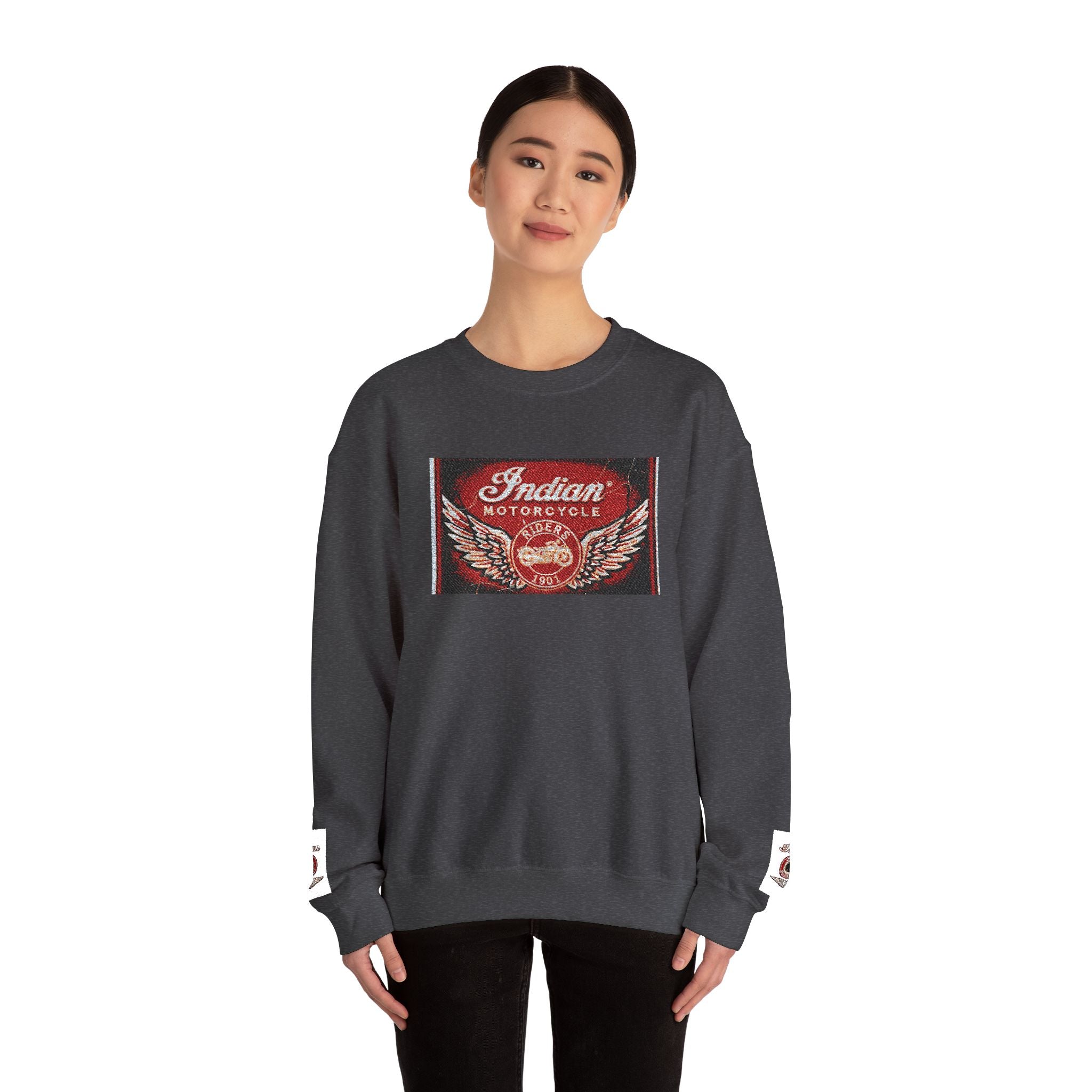 Vintage Motorcycle Crewneck Sweatshirt — 'Indian Motorcycles' Winged Logo