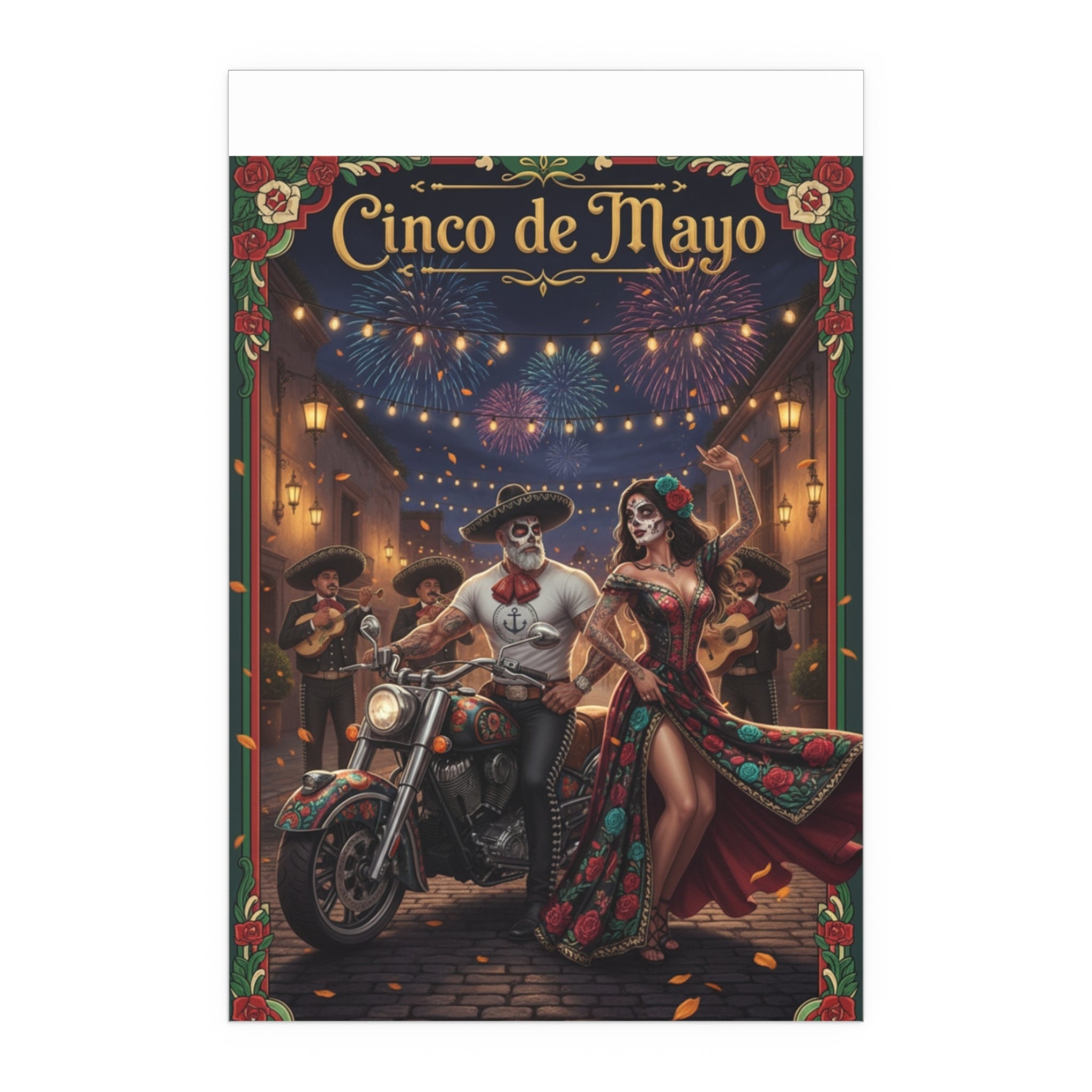 Day of the Dead Biker Silk Poster — Outdoor/Indoor Dia de los Muertos Wall Art