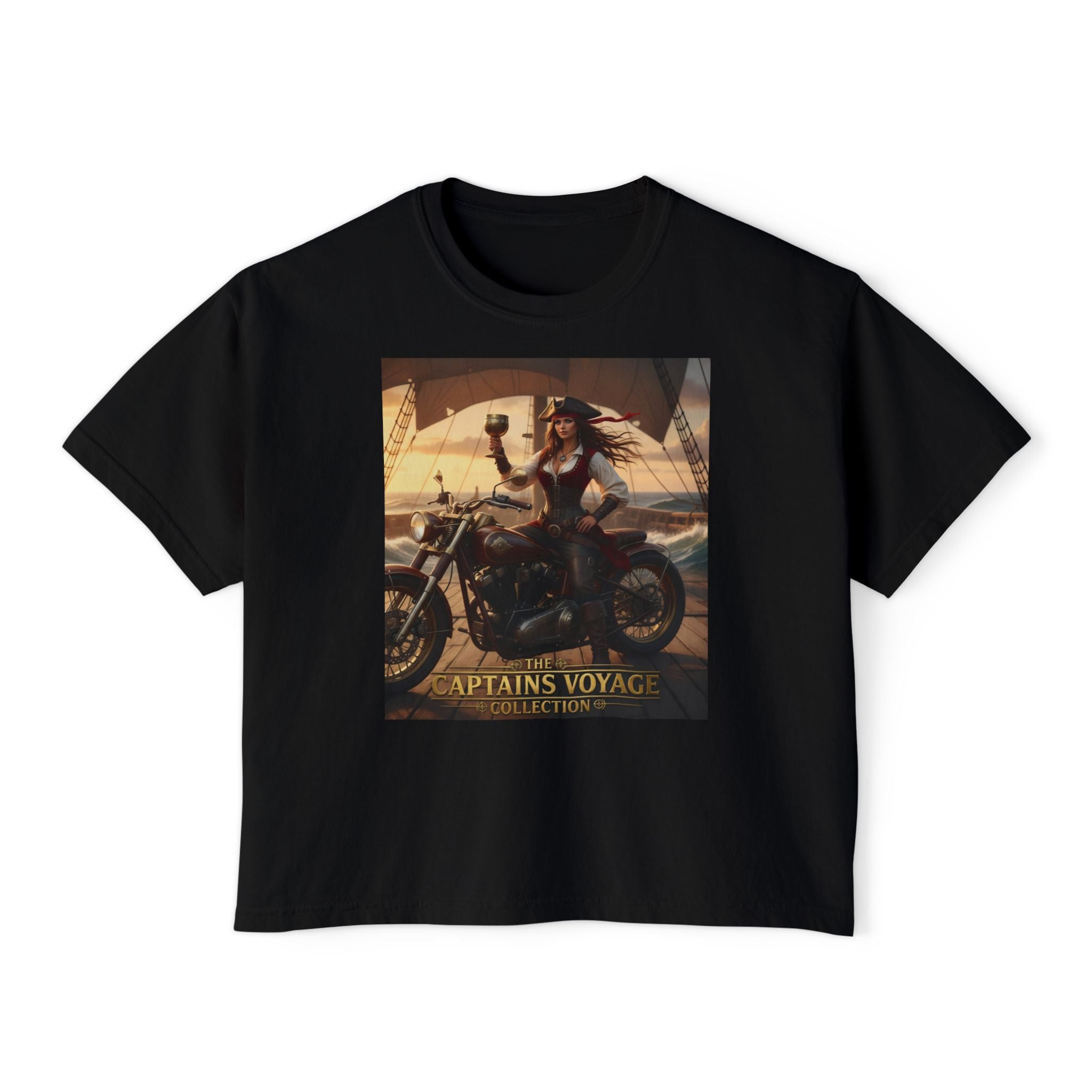 Boxy Tee — Captains Voyage Vintage Motorcycle & Sailing Graphic