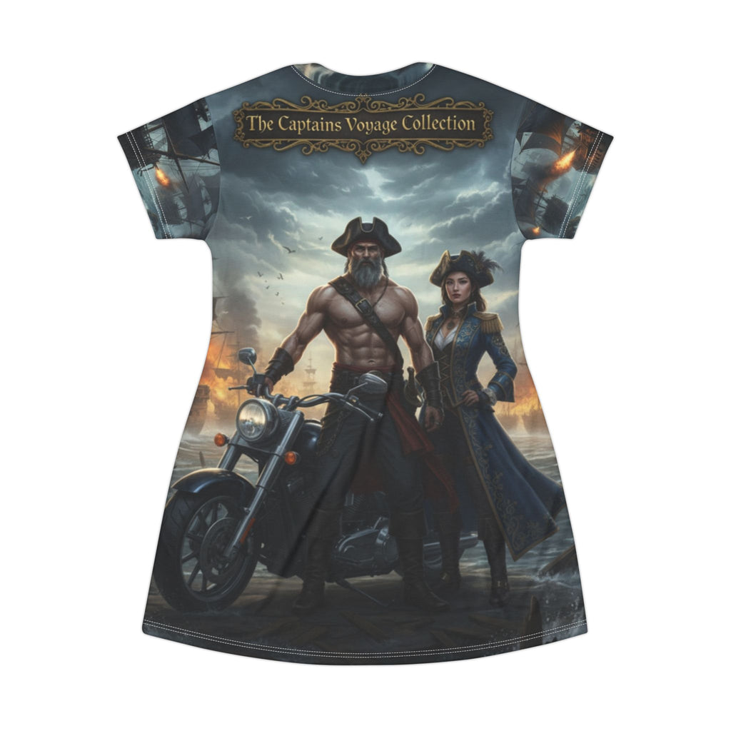 Pirate Voyage T-Shirt Dress — All-Over Print Nautical Adventure