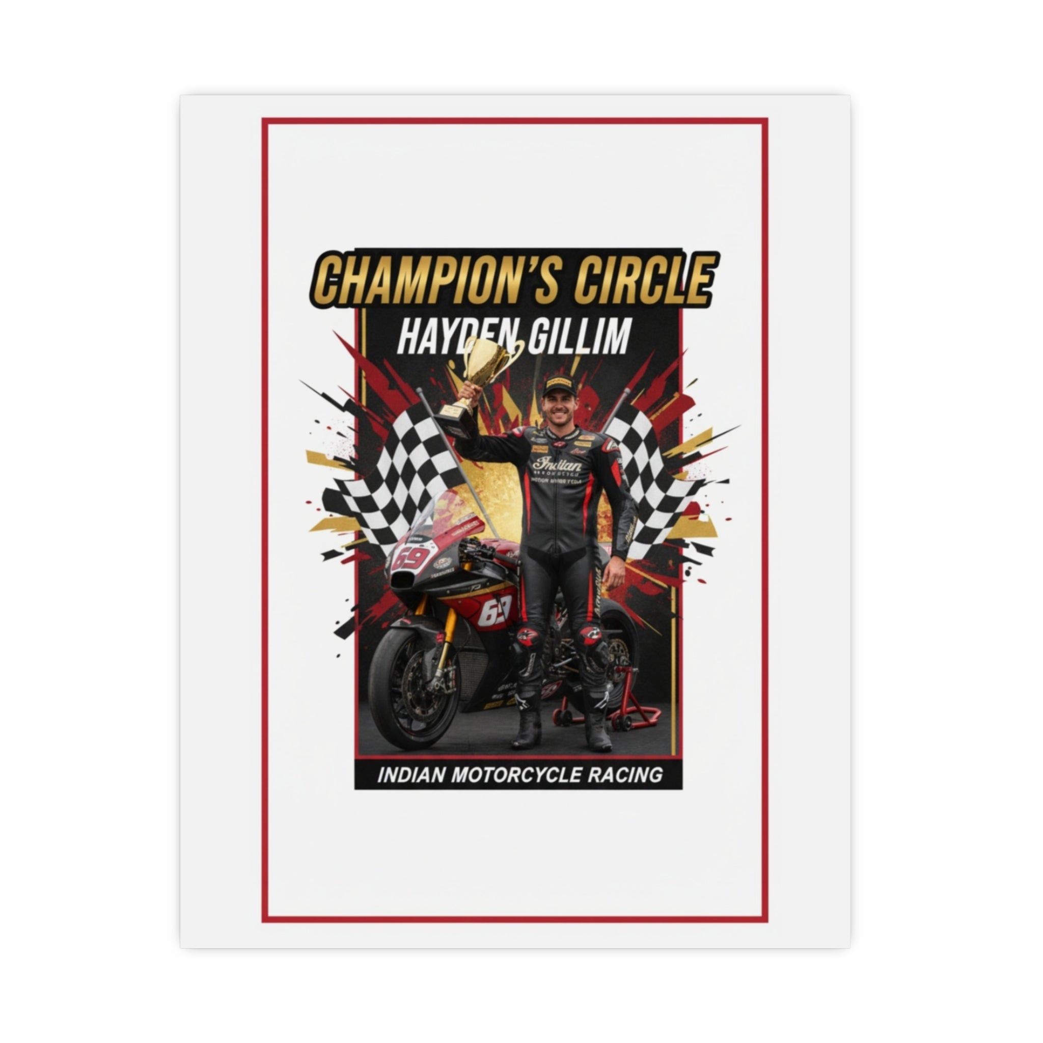 Champion's Circle Motorcycle Poster — Personalized Racing Matte Print