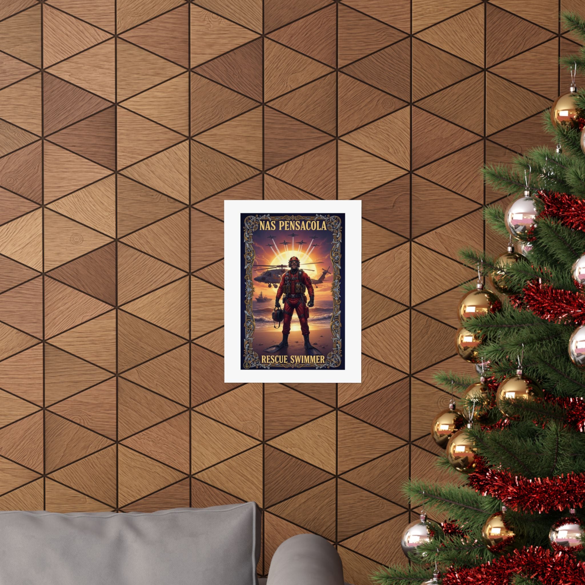 NAS Pensacola Rescue Swimmer Matte Poster — Military Search & Rescue Wall Art