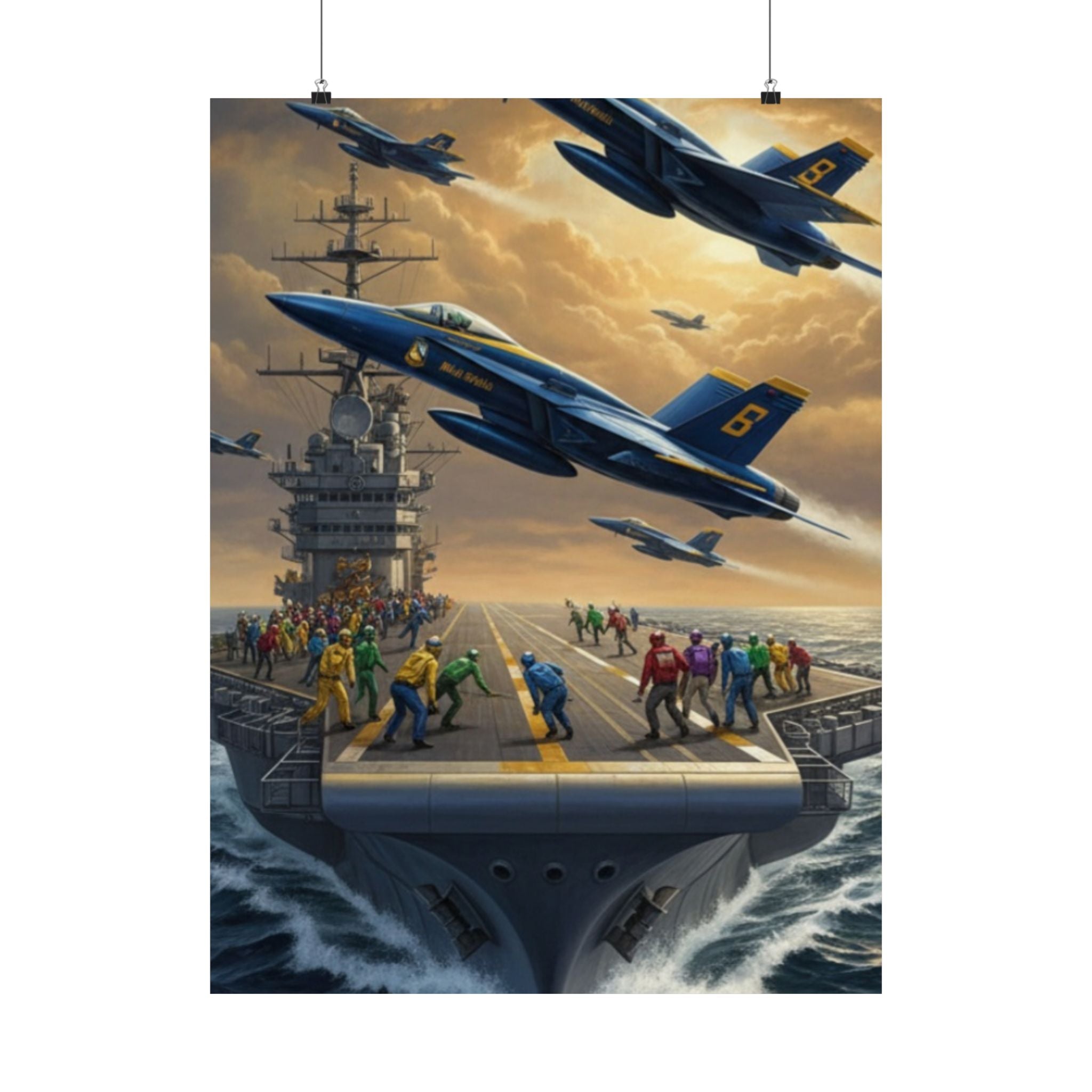 Navy SAR Rescue Helicopter Matte Poster — Dramatic Sea Rescue Art