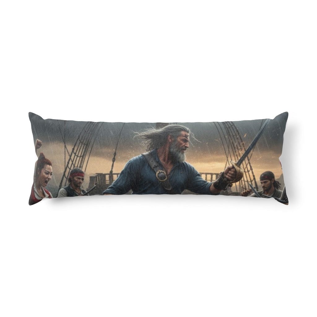 Pirate Captain Body Pillow — Vintage Naval Battle Illustration
