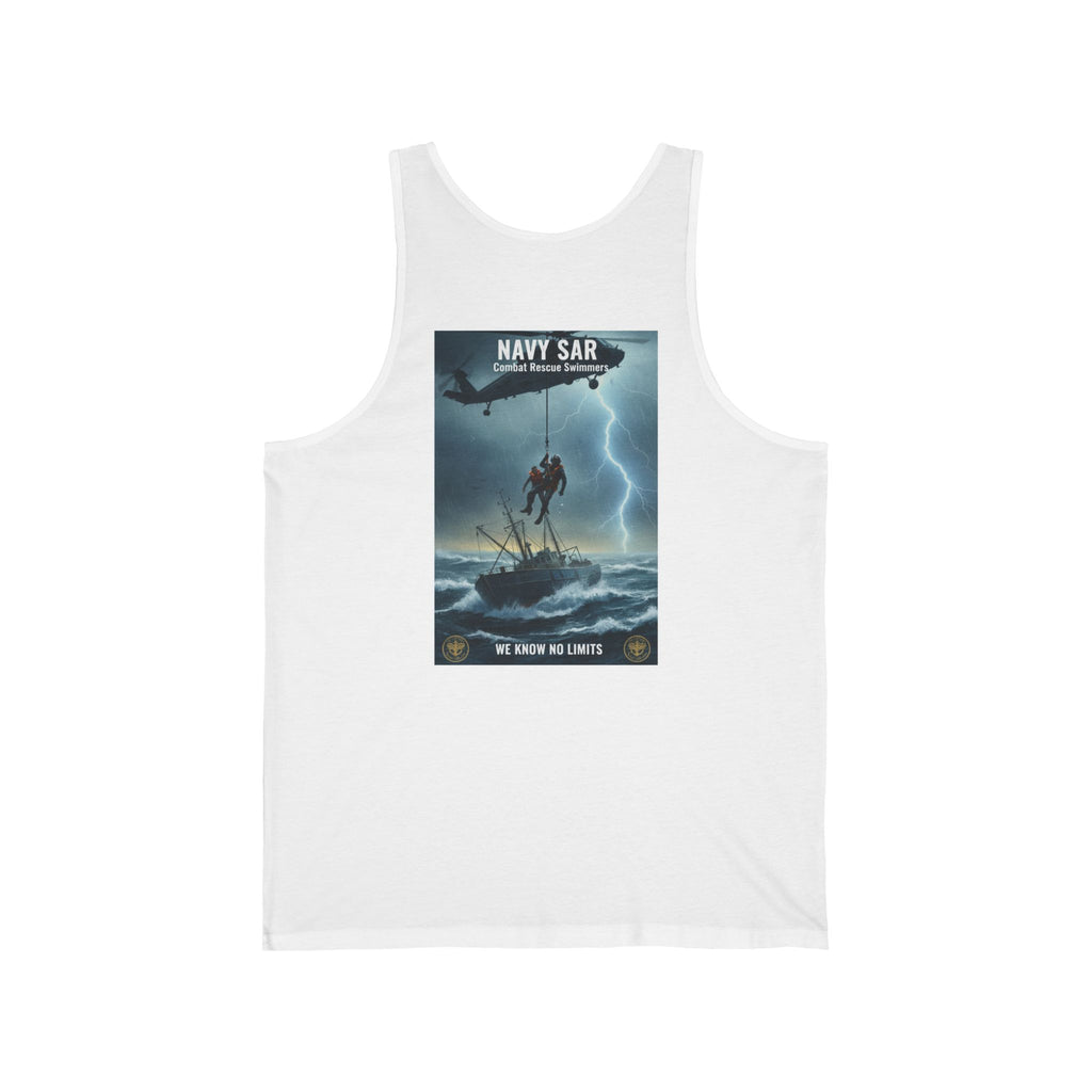 Navy SAR Combat Rescue Tank Top — "We Know No Limits" Military Graphic Tank