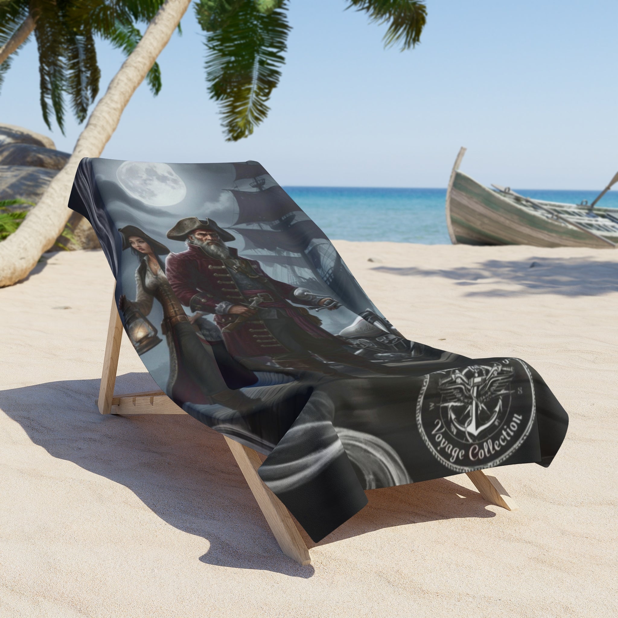 Pirate Captain Beach Towel – Gothic Moonlit Ship Design