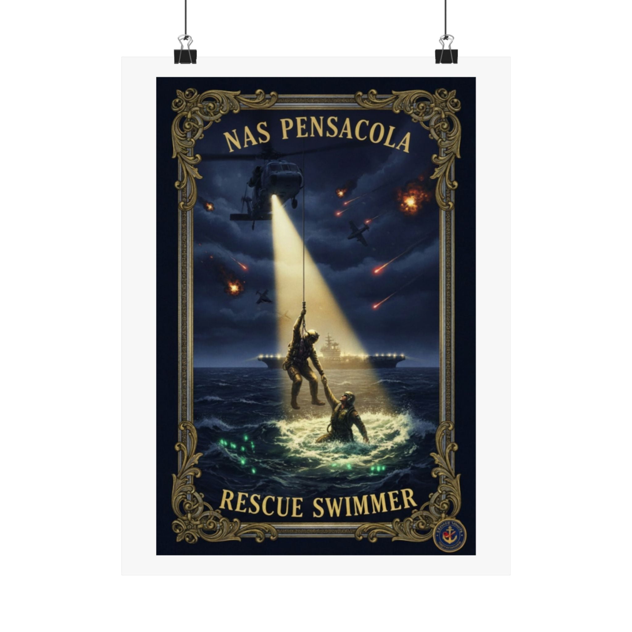 Rescue Swimmer Poster — NAS Pensacola Matte Vertical Wall Art