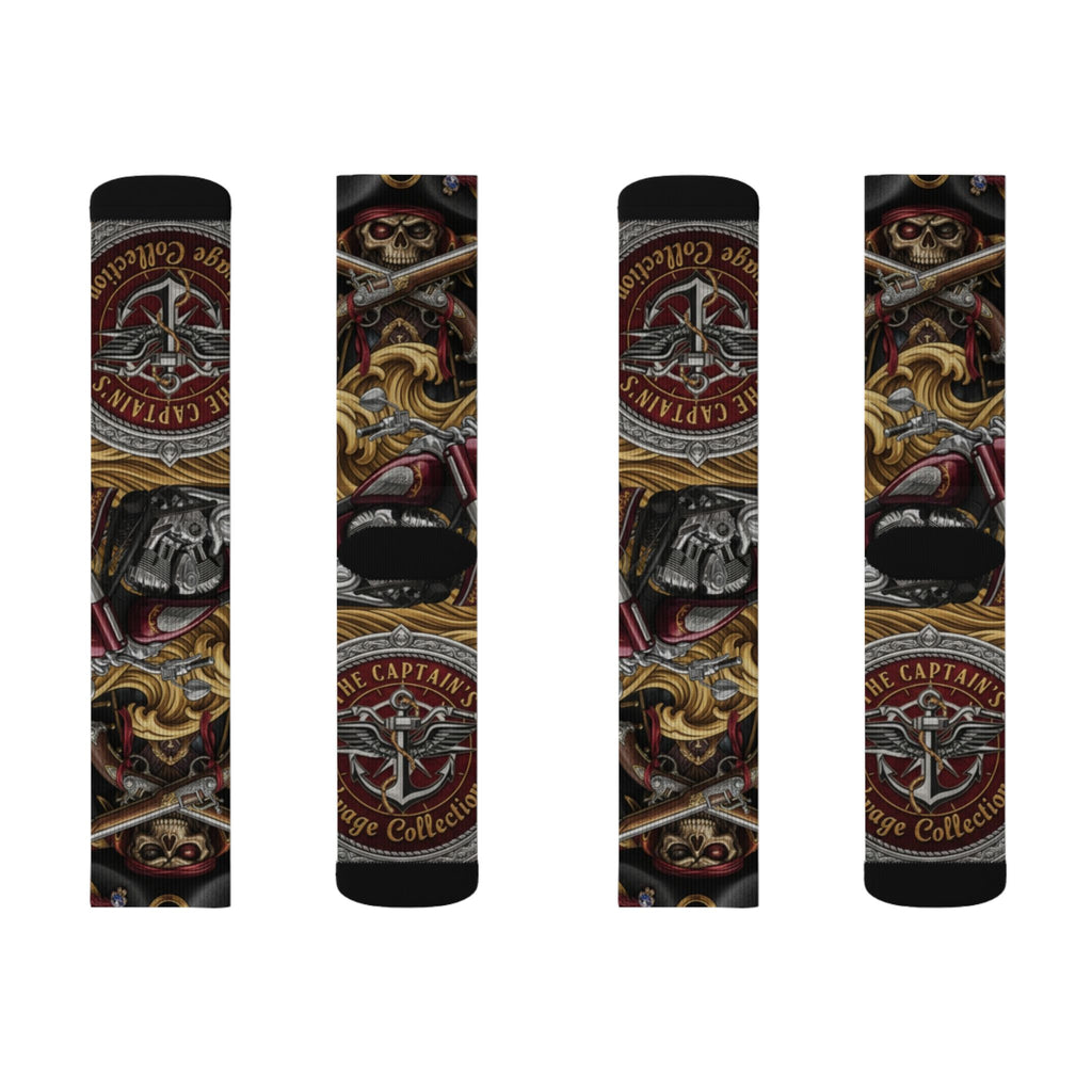 Skull & Anchor Sublimation Socks — Nautical Pirate Crew Graphic Socks