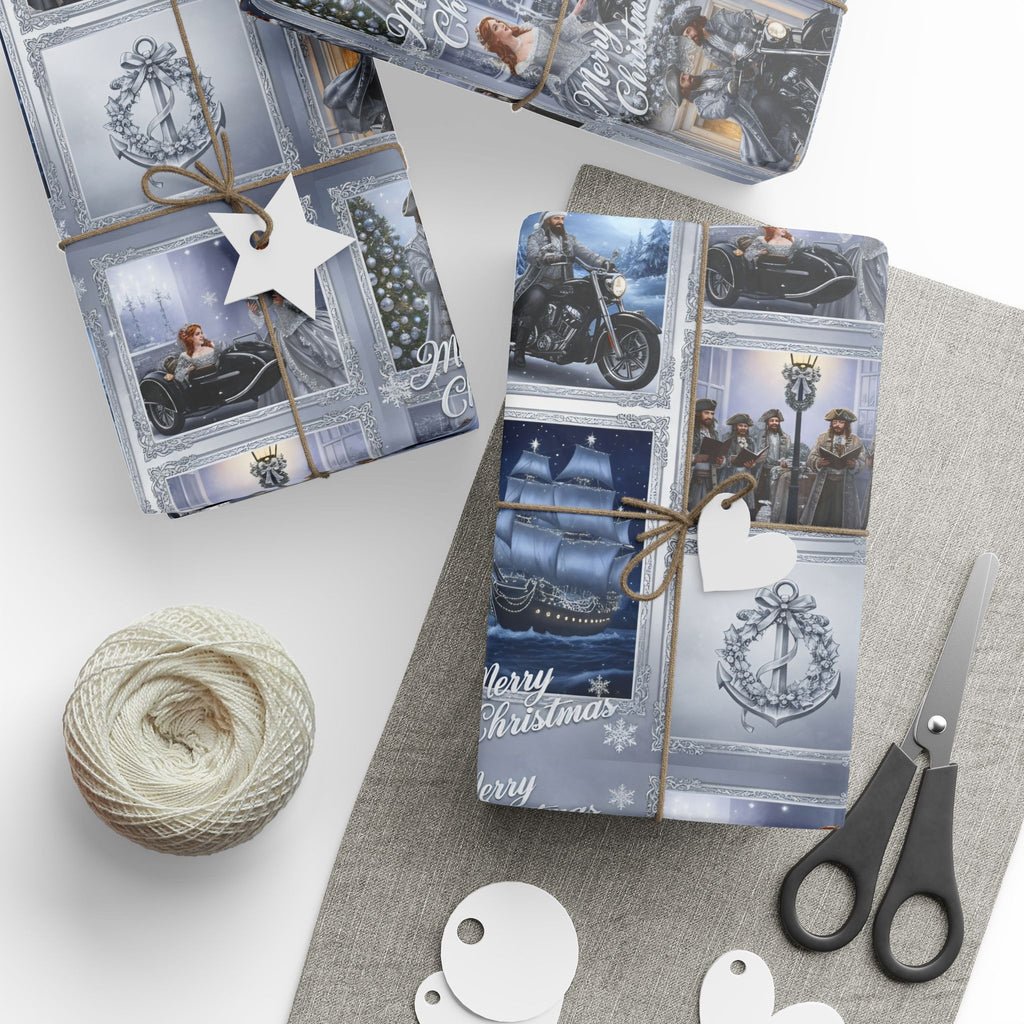 Vintage Winter Photo Collage Wrapping Paper Roll — Holiday Scenic Gift Wrap
