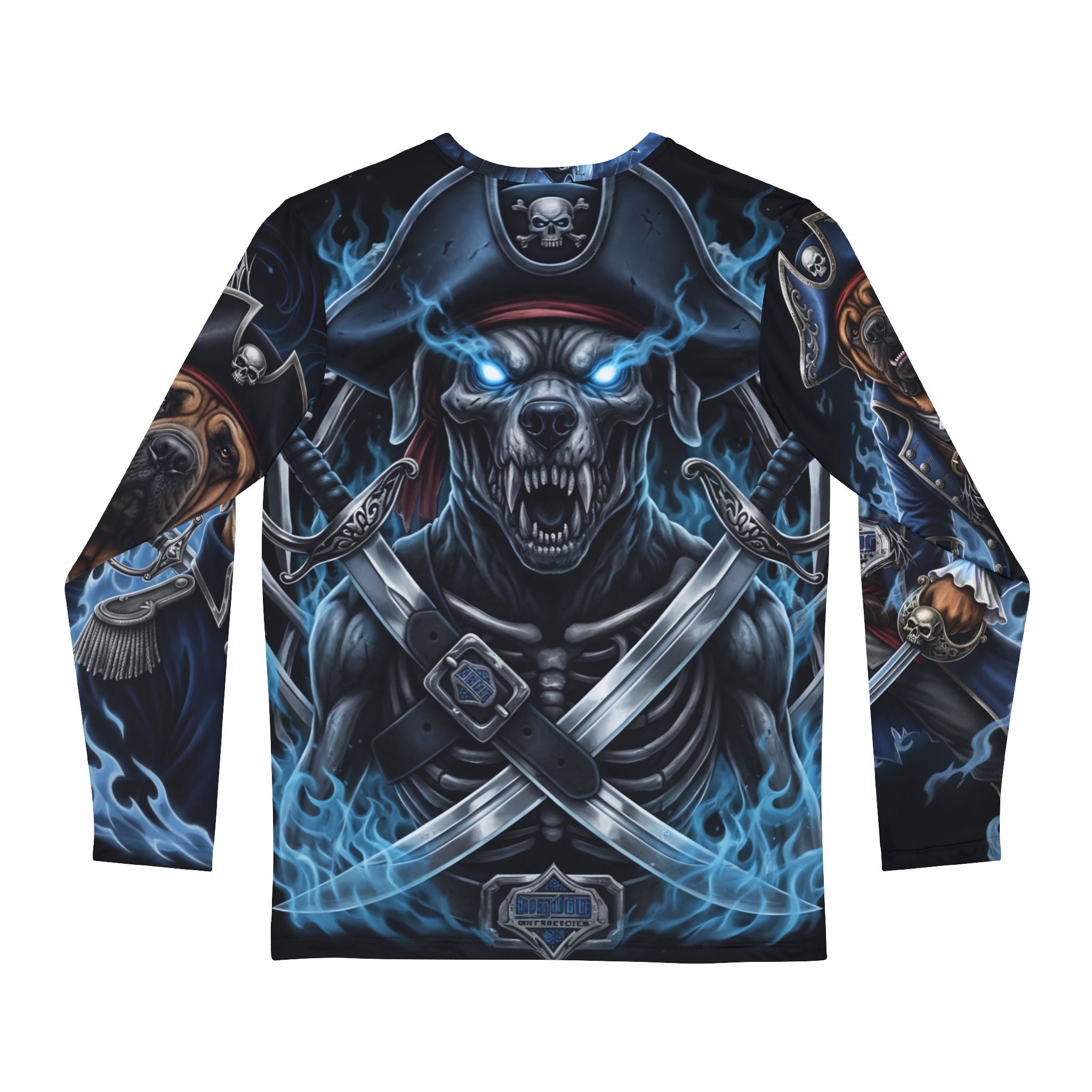 Pirate Skull Long Sleeve Shirt – Blue Ghost Biker AOP