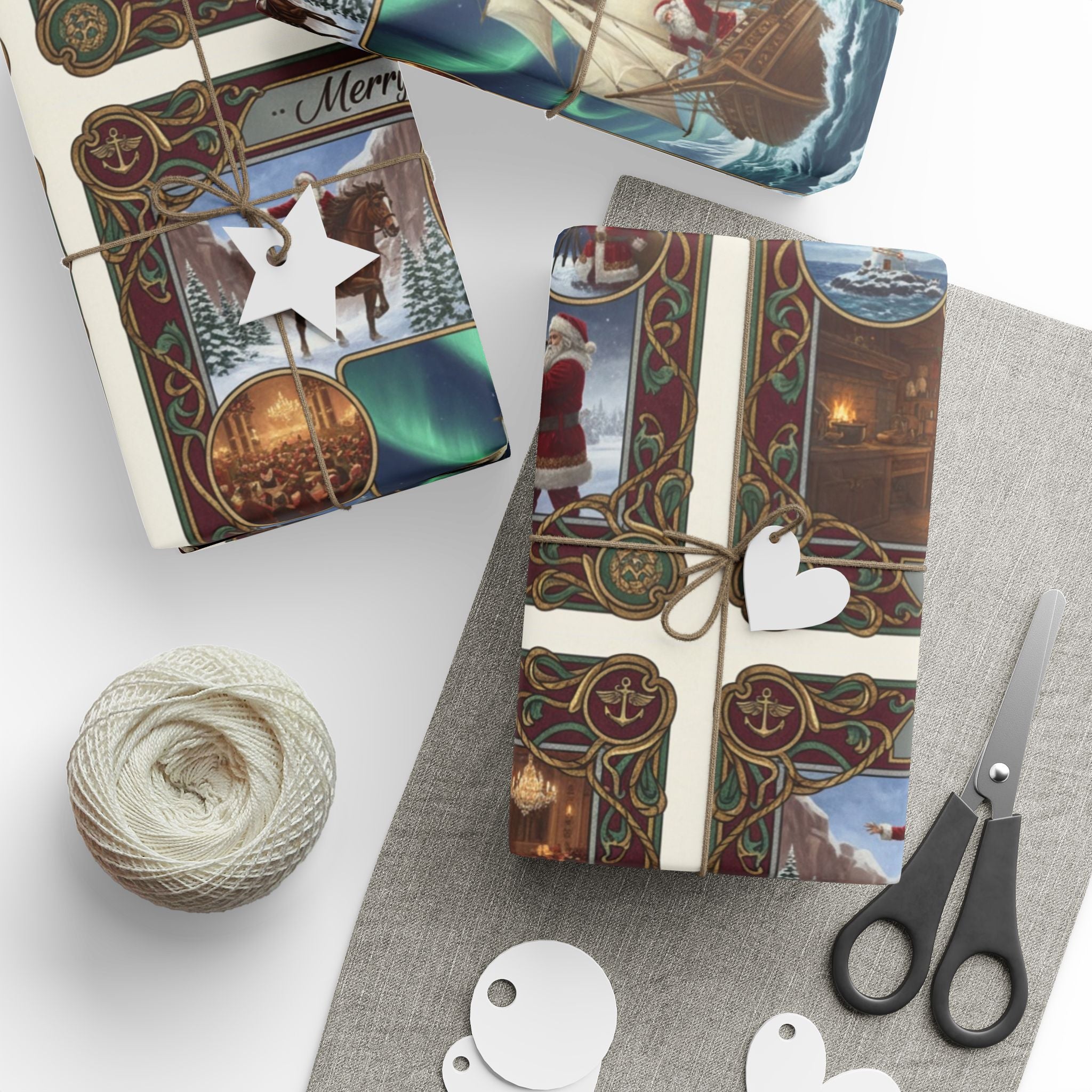 Nautical Vintage Ship Wrapping Paper – Elegant Ocean Voyage Gift Wrap
