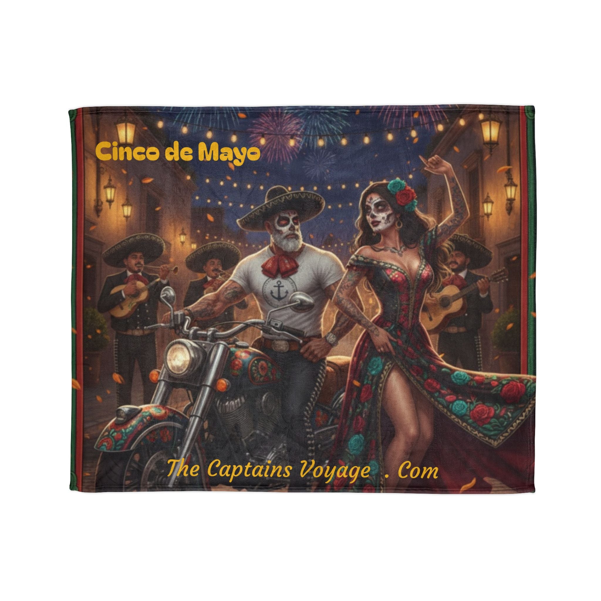 Cinco de Mayo Sugar Skull Blanket — Day of the Dead Mexican Fiesta Throw