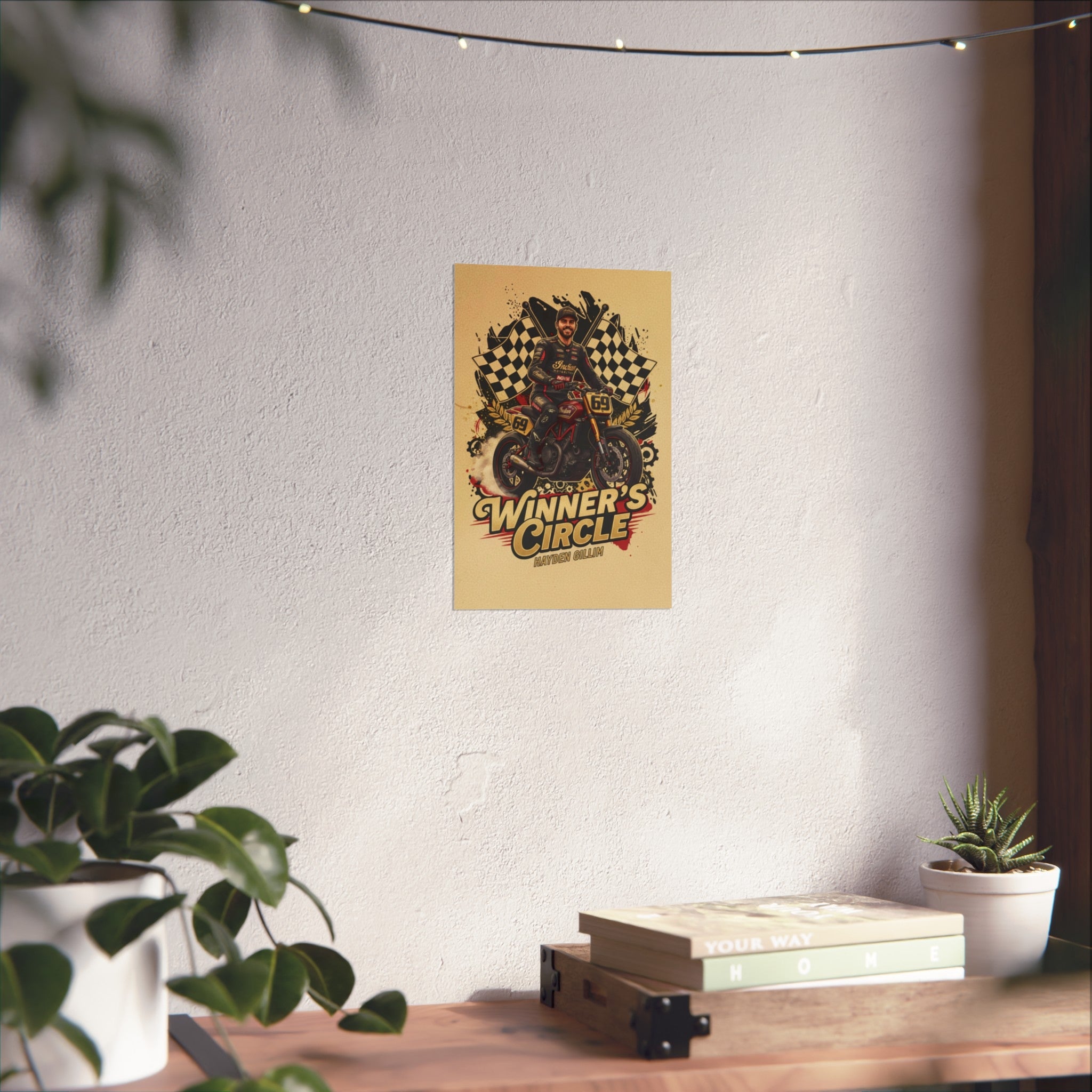 Winner's Circle Motorcycle Poster — Vintage Racing Fine Art Print