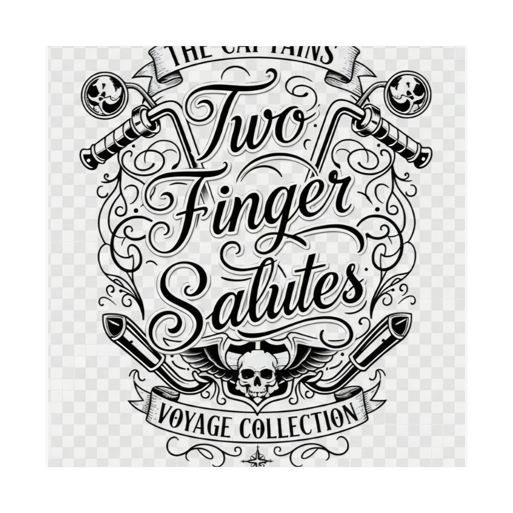 Two Finger Salutes Poster — Vintage Nautical Skull Voyage Wall Art