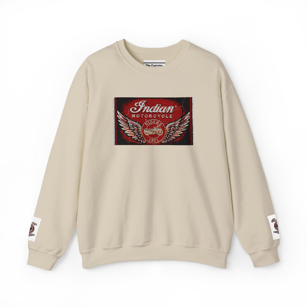 Vintage Motorcycle Crewneck Sweatshirt — 'Indian Motorcycles' Winged Logo
