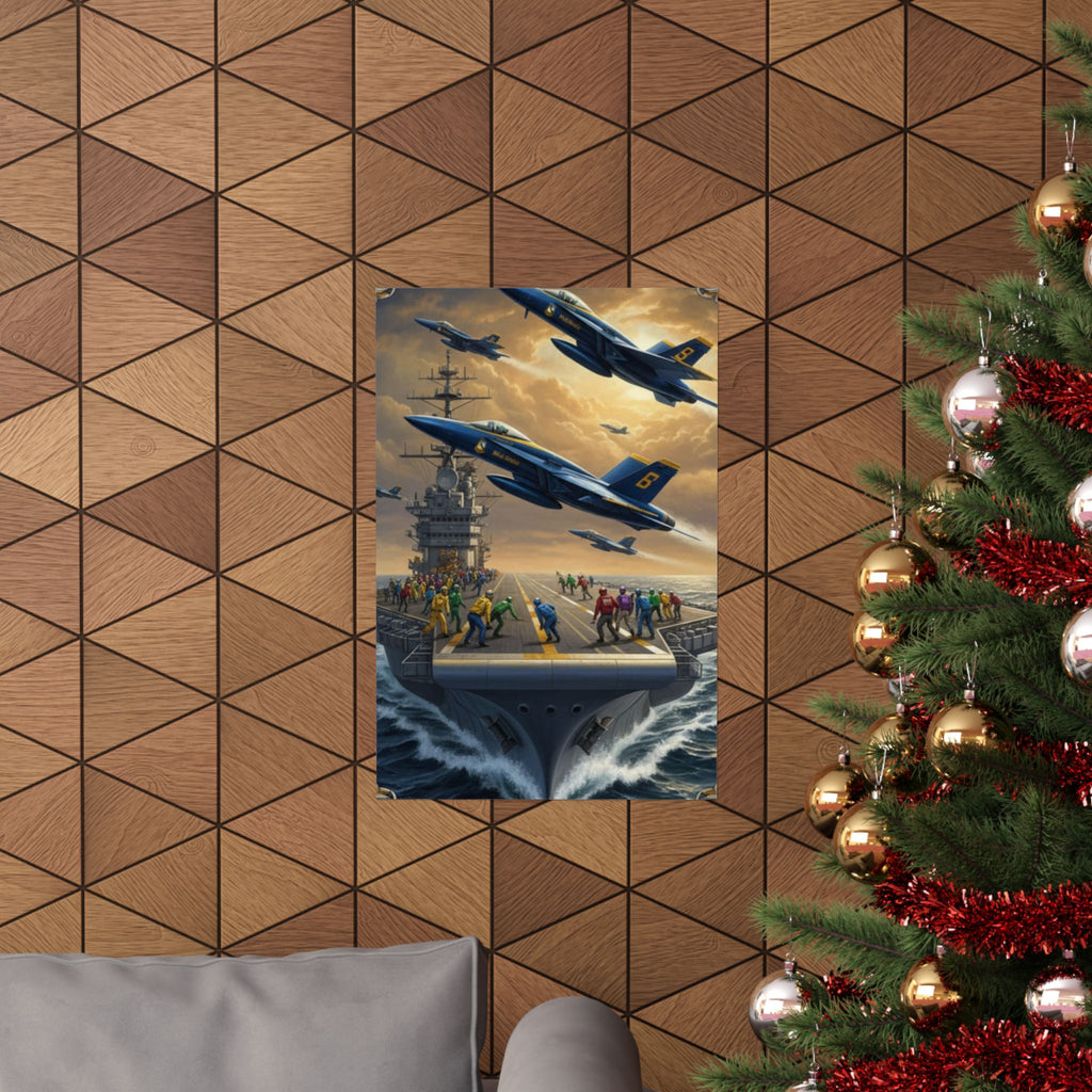 Navy SAR Rescue Helicopter Matte Poster — Dramatic Sea Rescue Art