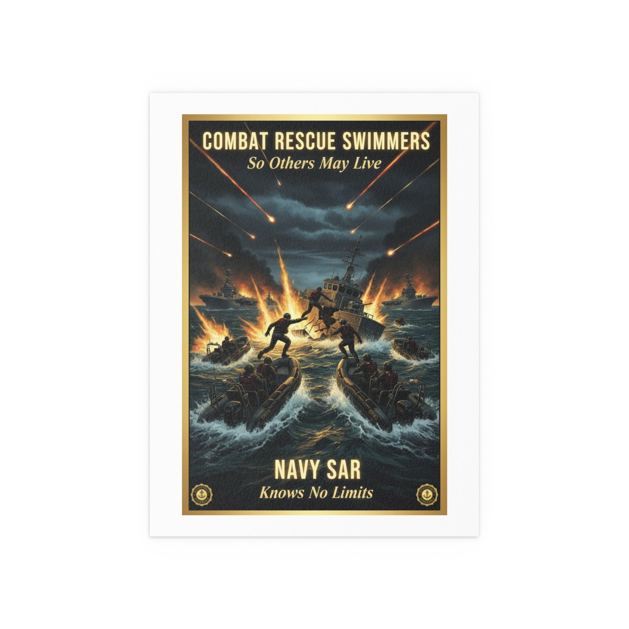 Combat Rescue Swimmers Silk Poster — 'So Others May Live' Navy SAR Wall Art