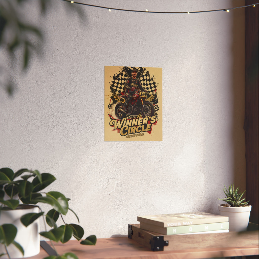 Winner's Circle Motorcycle Poster — Vintage Racing Fine Art Print