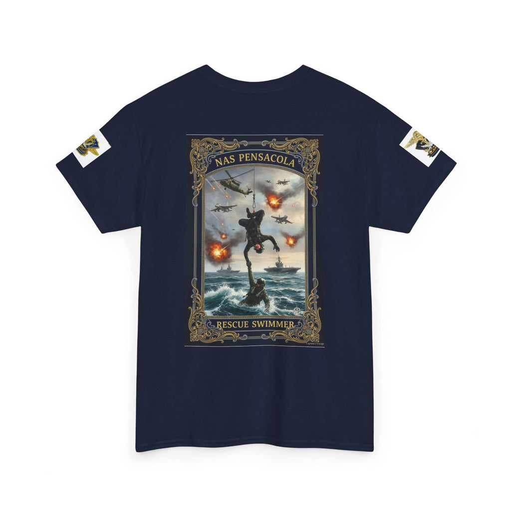 Navy Riders Club Graphic Tee — Vintage Naval Rescue Poster Shirt