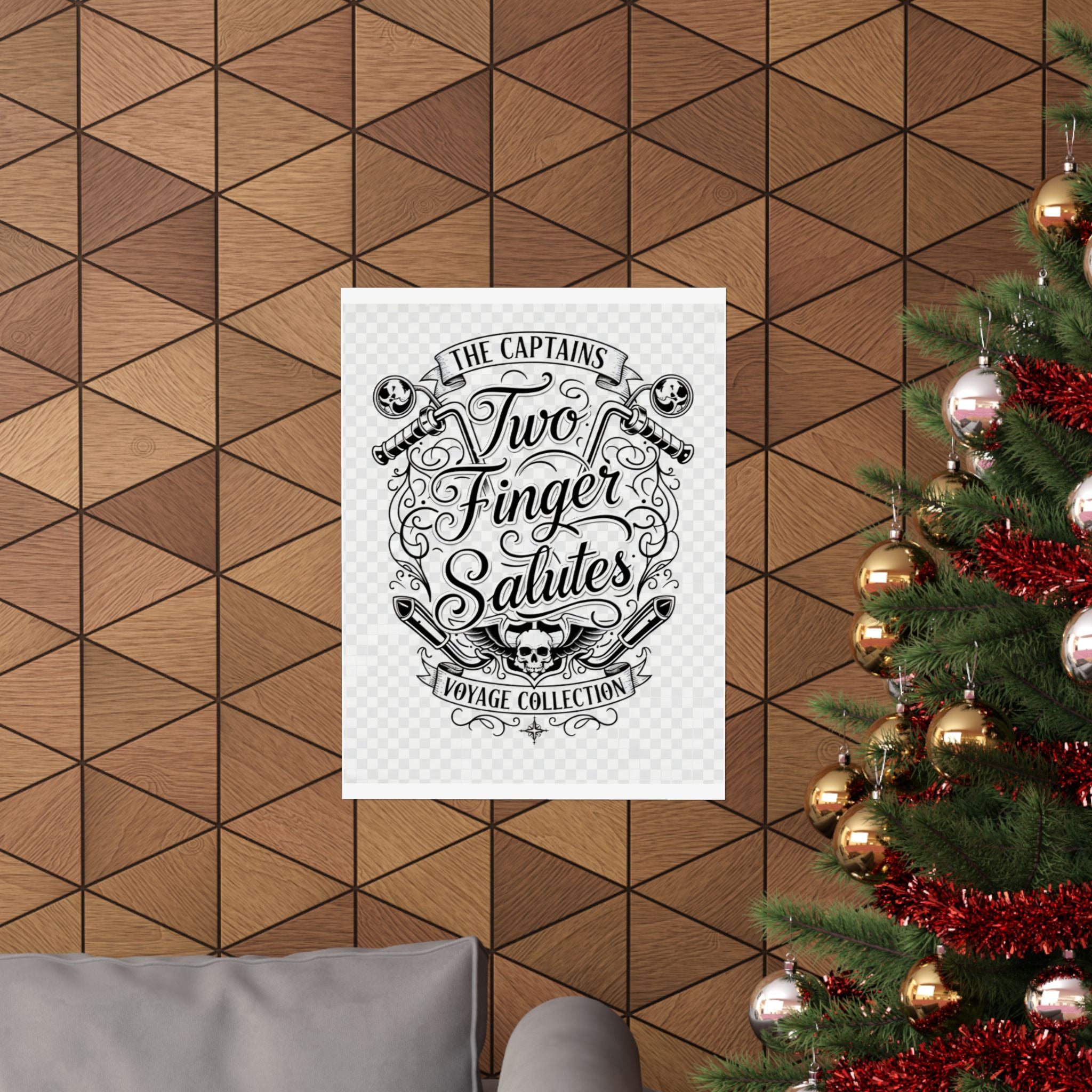 Two Finger Salutes Poster — Vintage Nautical Skull Voyage Wall Art