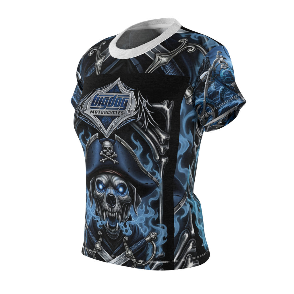 Skull Pirate Motorcycle Tee — Women's Cut & Sew