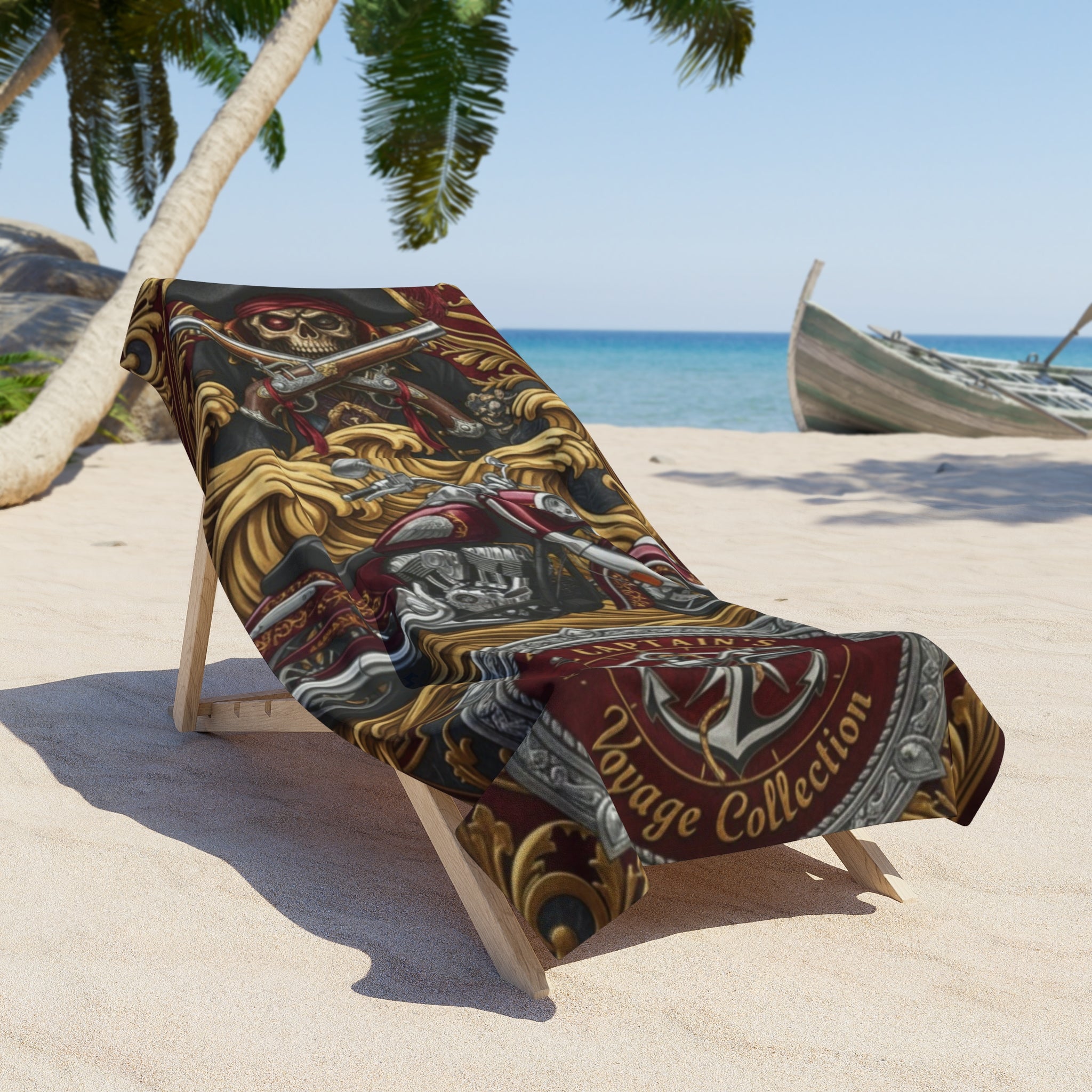 Pirate Captain Vintage Emblem Beach Towel
