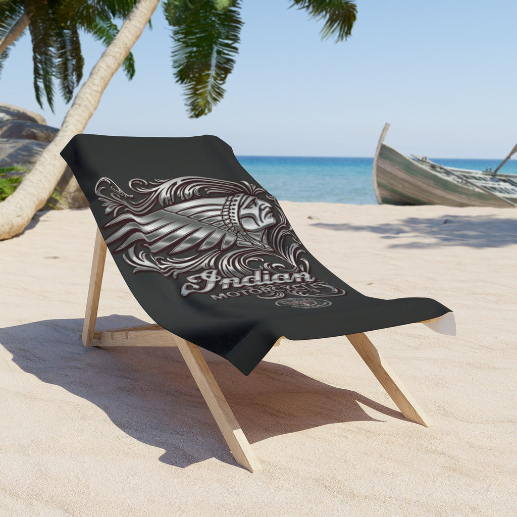 Indian Motorcycle Vintage Native Chief Beach Towel