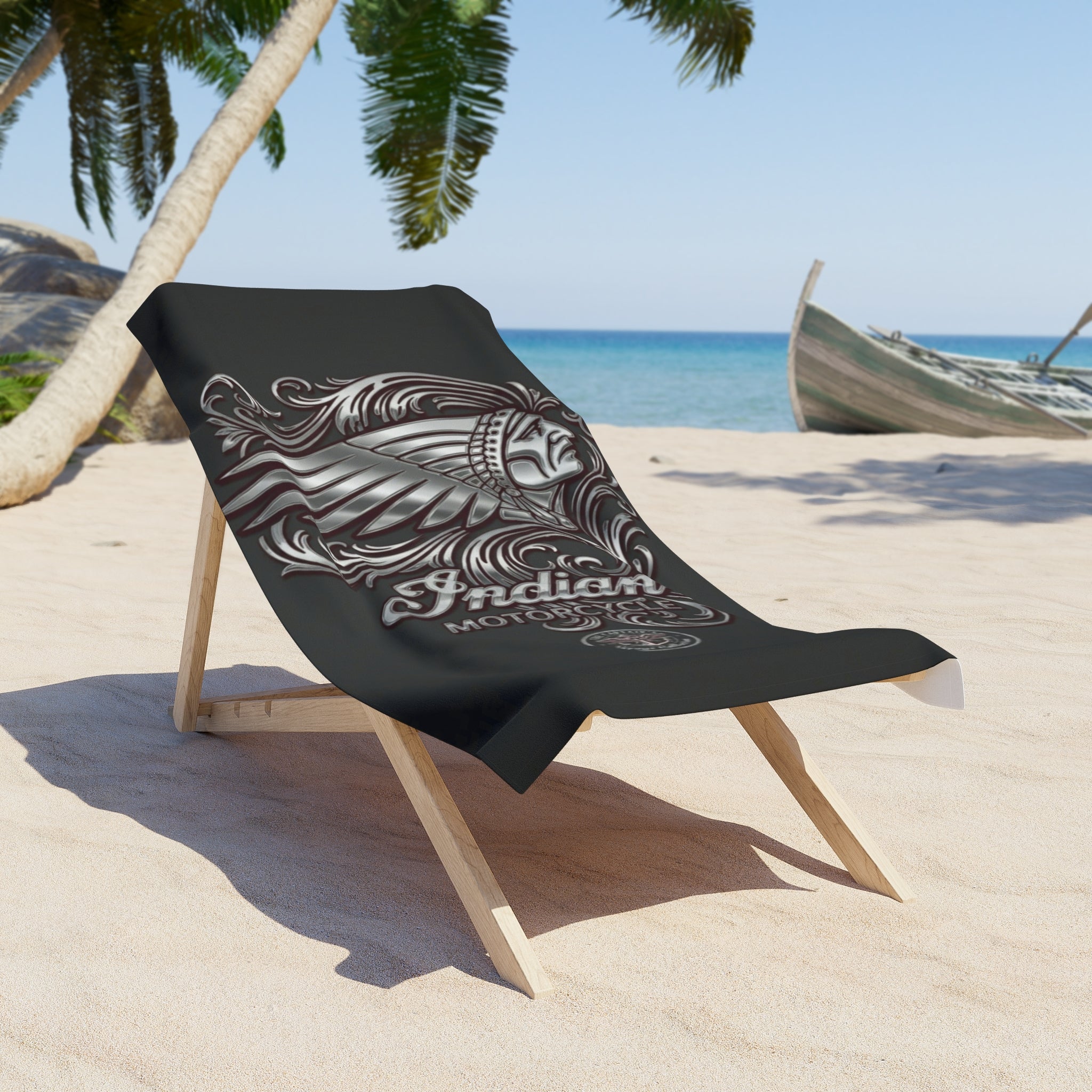 Indian Motorcycle Vintage Native Chief Beach Towel