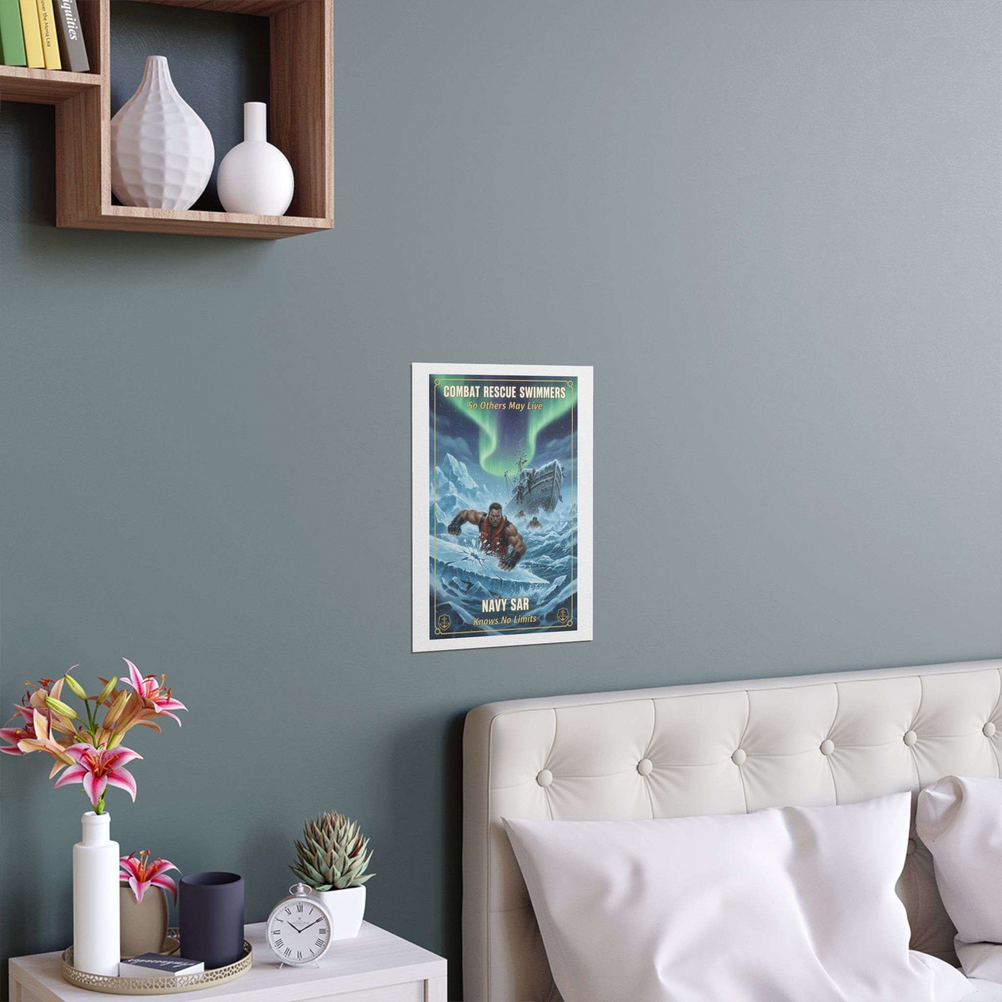 Combat Rescue Swimmers Silk Poster — Navy SAR 'So Others May Live' Arctic Rescue Print