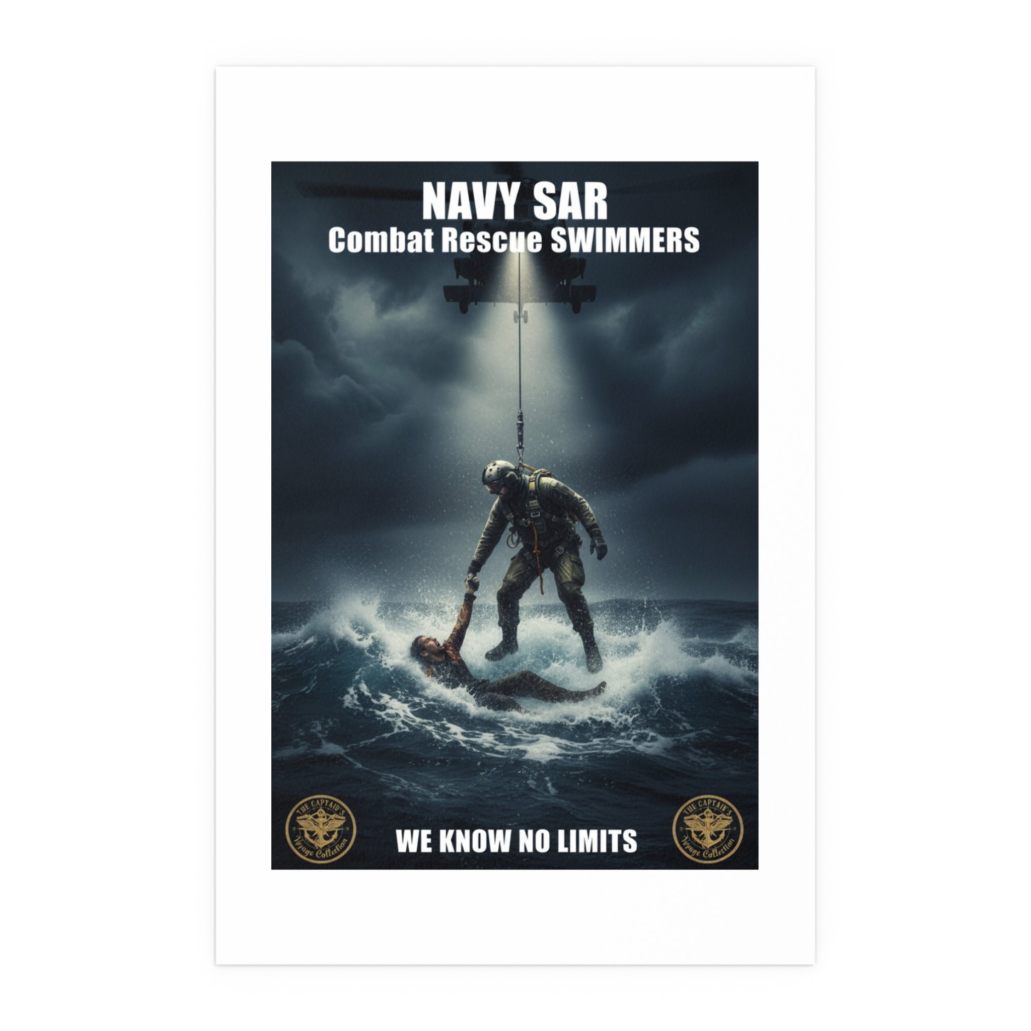 Rescue Diver Silk Poster — Dramatic Ocean Rescue Wall Art