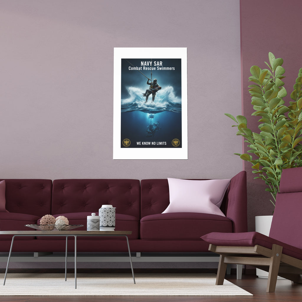 Diver Split-View Silk Poster — Underwater Adventure Wall Art (Indoor/Outdoor)