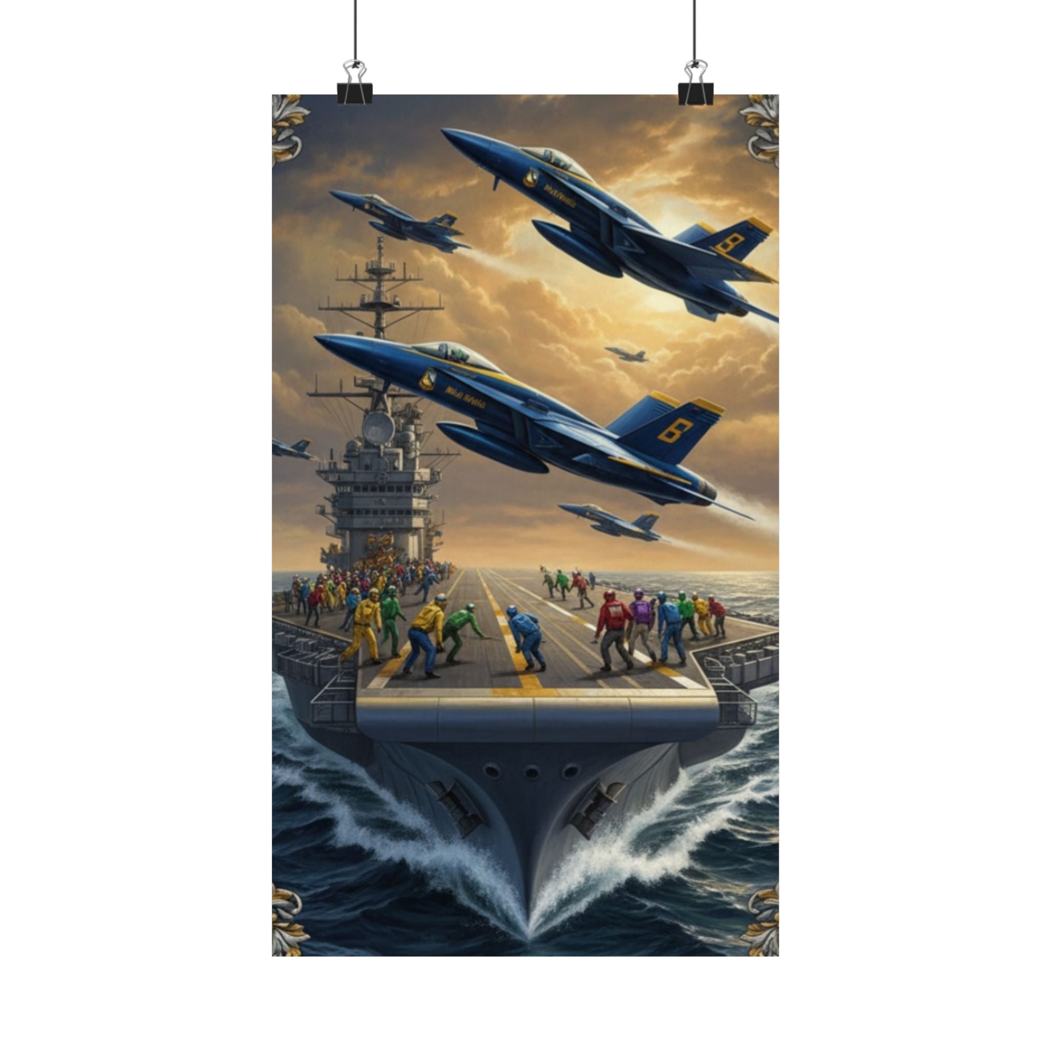 Navy SAR Rescue Helicopter Matte Poster — Dramatic Sea Rescue Art