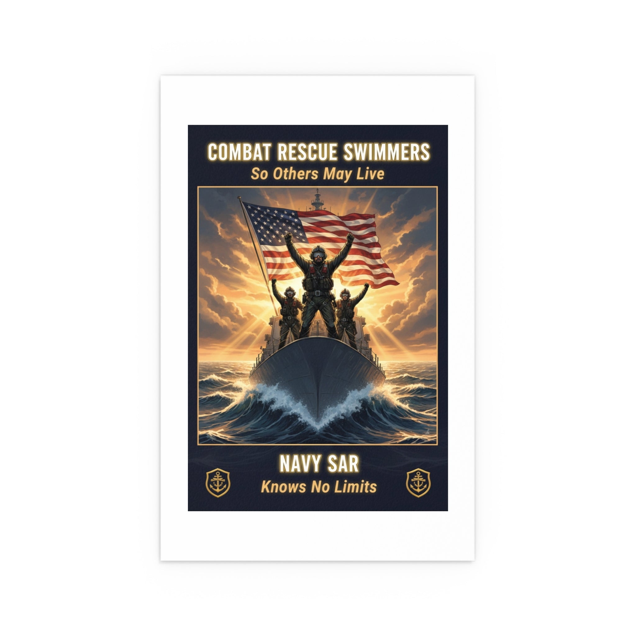 Combat Rescue Swimmers Silk Poster — "So Others May Live" Navy SAR Wall Art