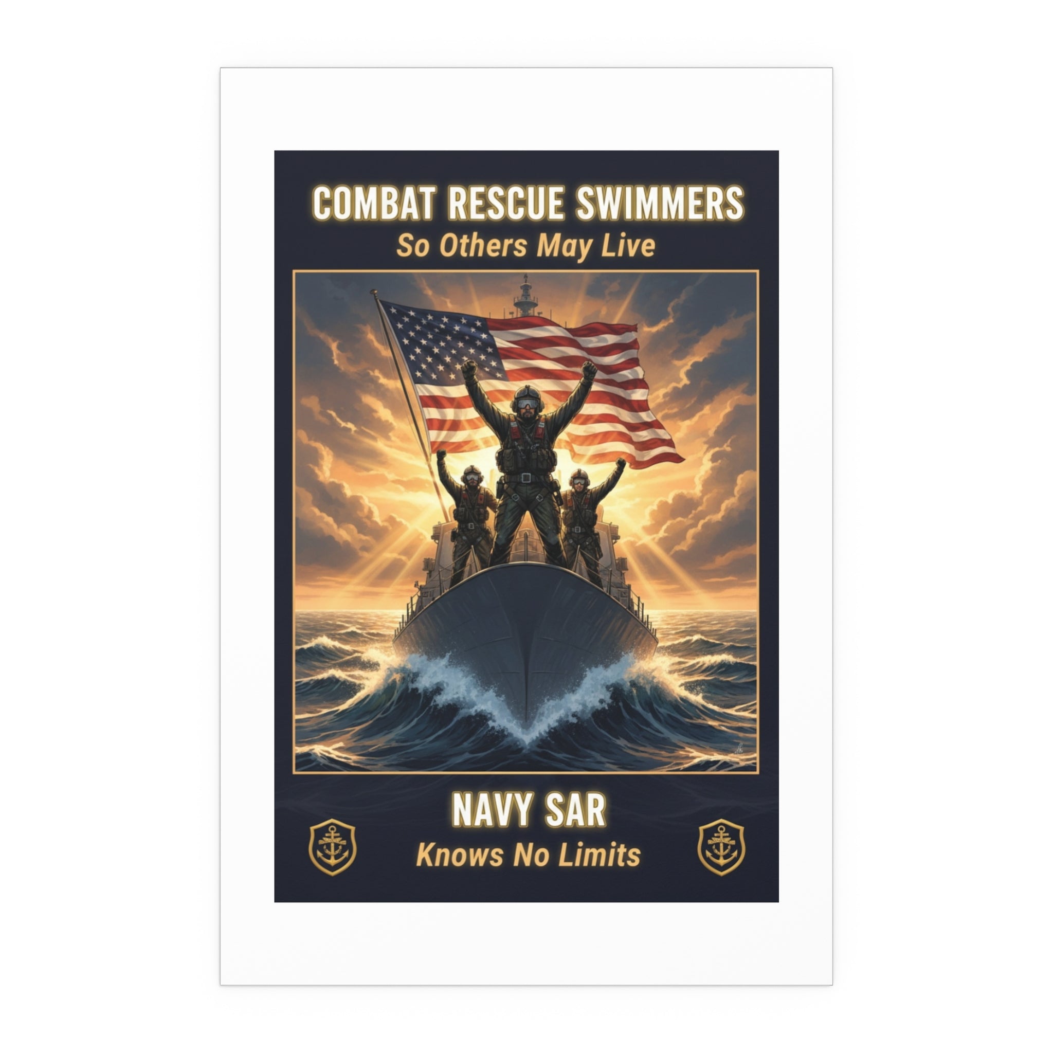 Combat Rescue Swimmers Silk Poster — "So Others May Live" Navy SAR Wall Art