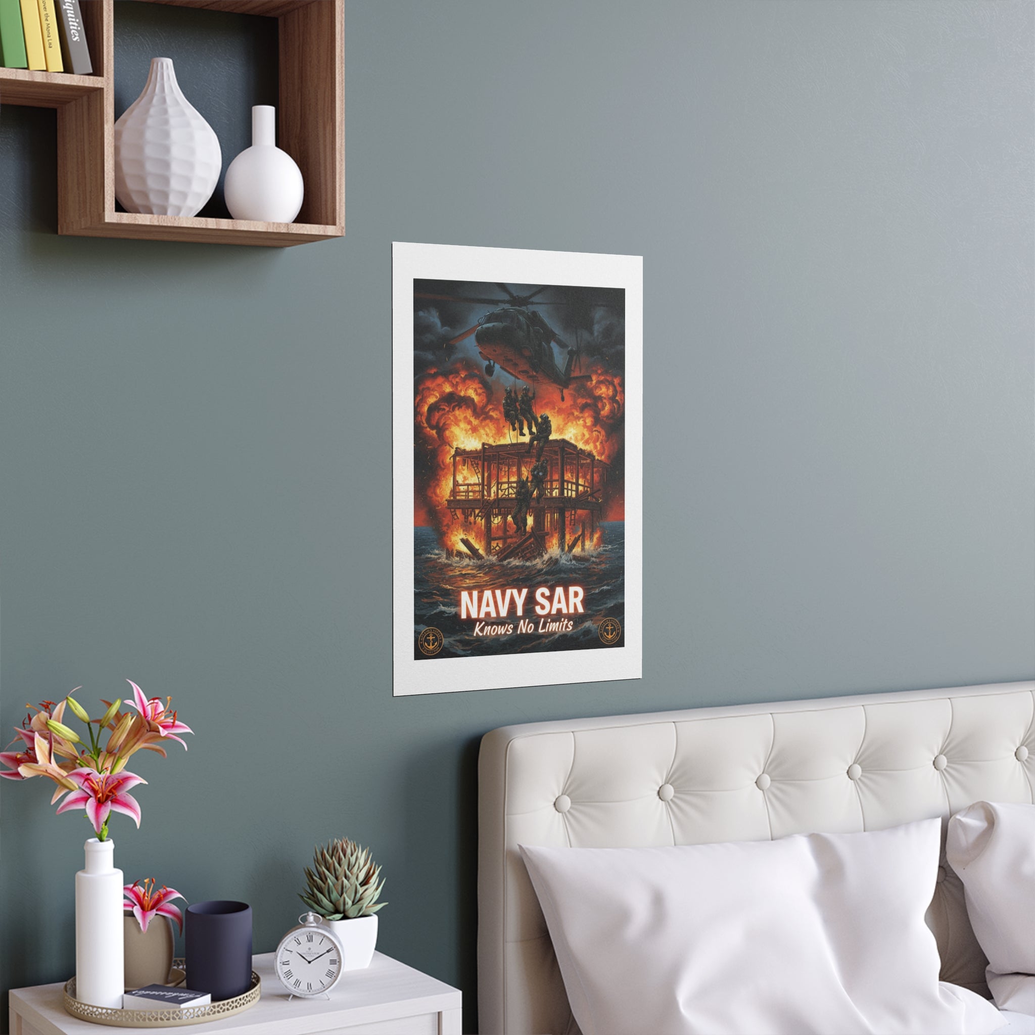 Navy SAR 'Knows No Limits' Rescue Poster - Indoor/Outdoor Silk Print
