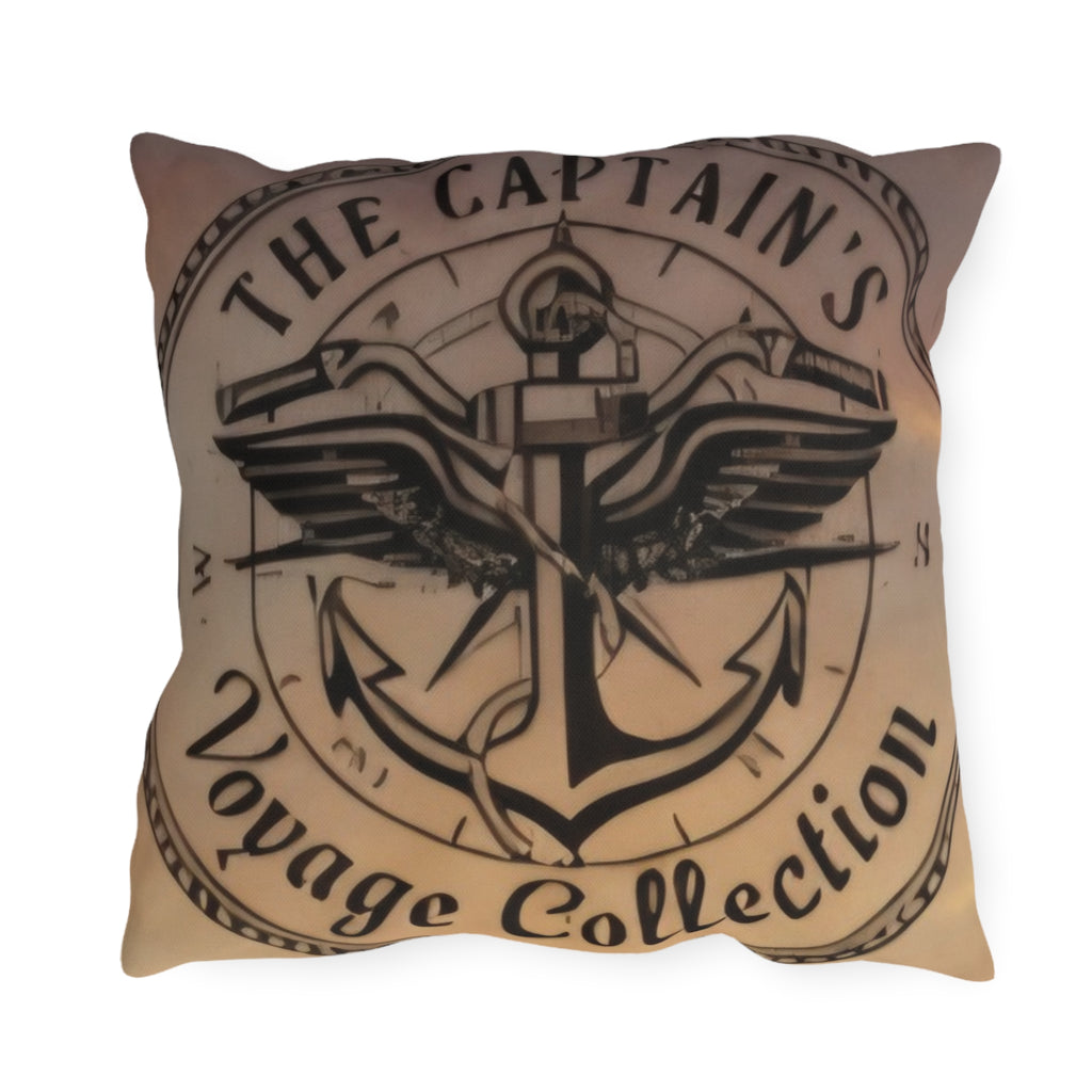 Nautical Black Pirate Ship Outdoor Pillow - "The Captain's Voyage Collection" Accent Cushion