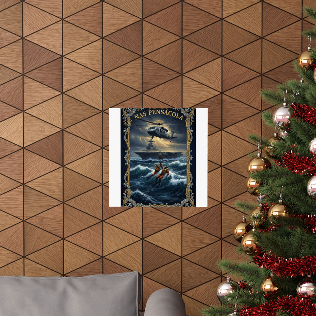 NAS Pensacola Rescue Poster — Matte Vertical Military Wall Art